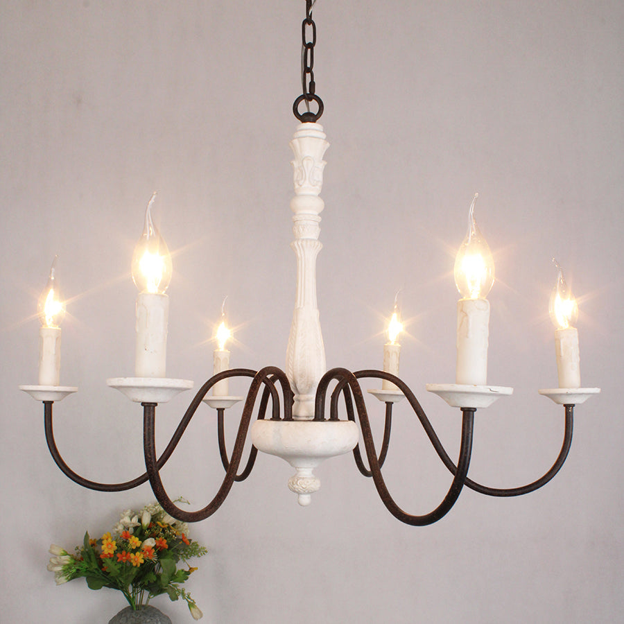 Ljomuvyi Traditional Farmhouse Metal Wood Chandelier