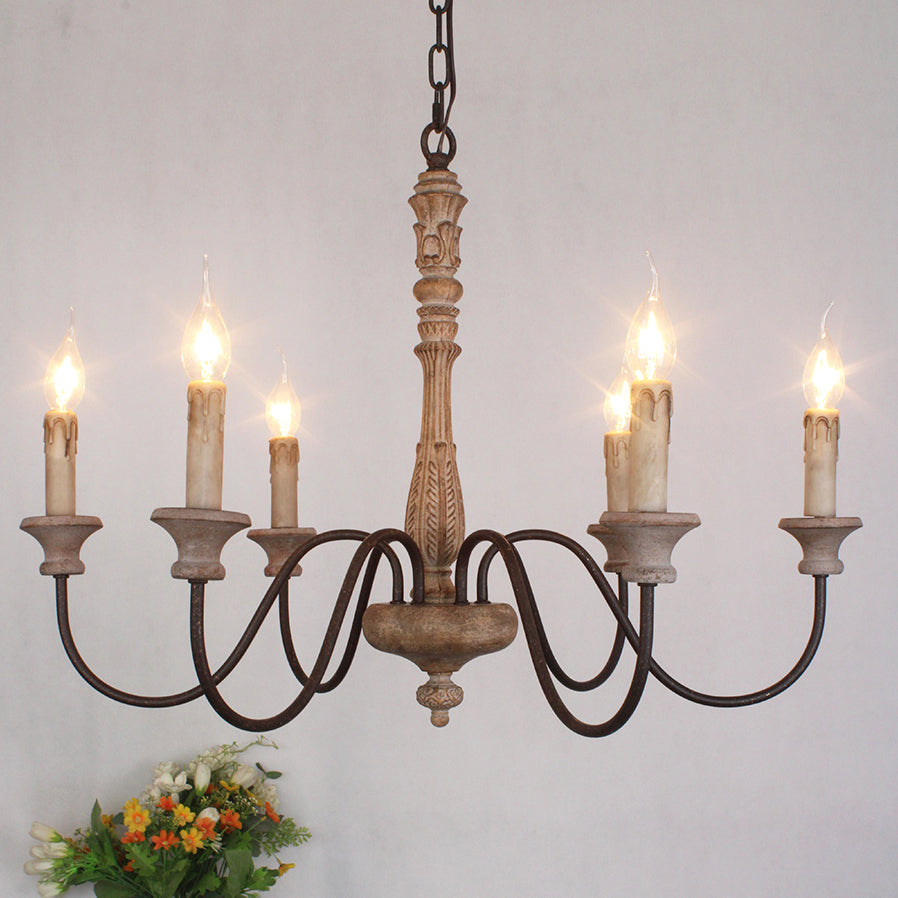 Ljomuvyi Traditional Farmhouse Metal Wood Chandelier