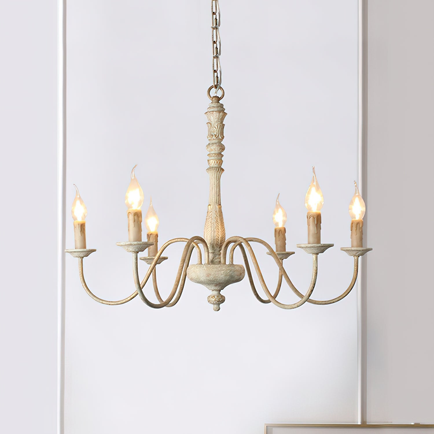 Ljomuvyi Traditional Farmhouse Metal Wood Chandelier