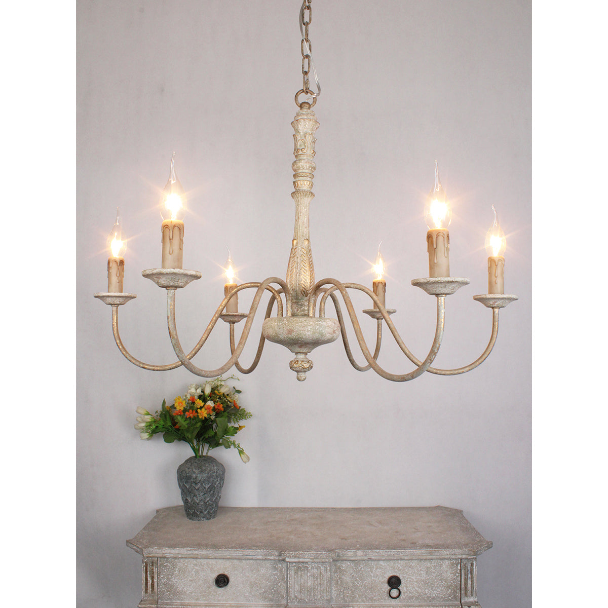 Ljomuvyi Traditional Farmhouse Metal Wood Chandelier