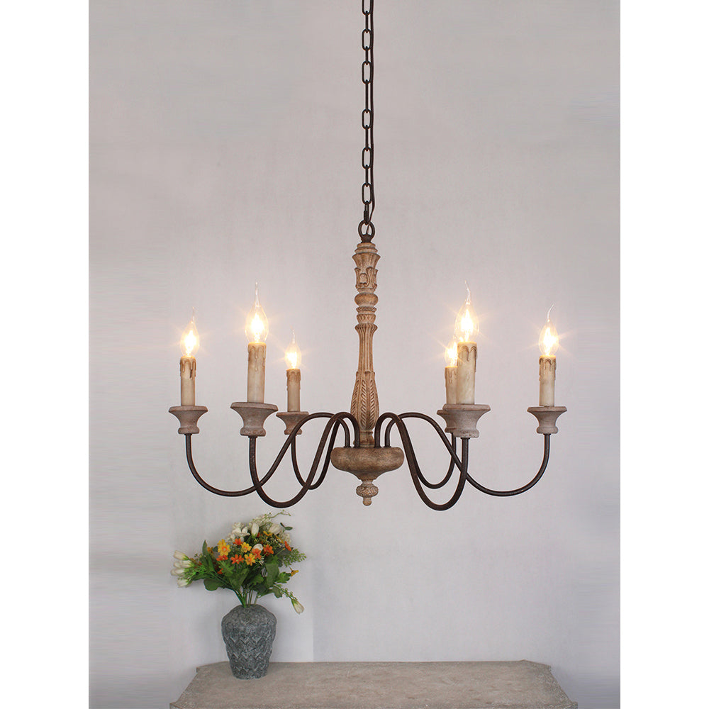 Ljomuvyi Traditional Farmhouse Metal Wood Chandelier