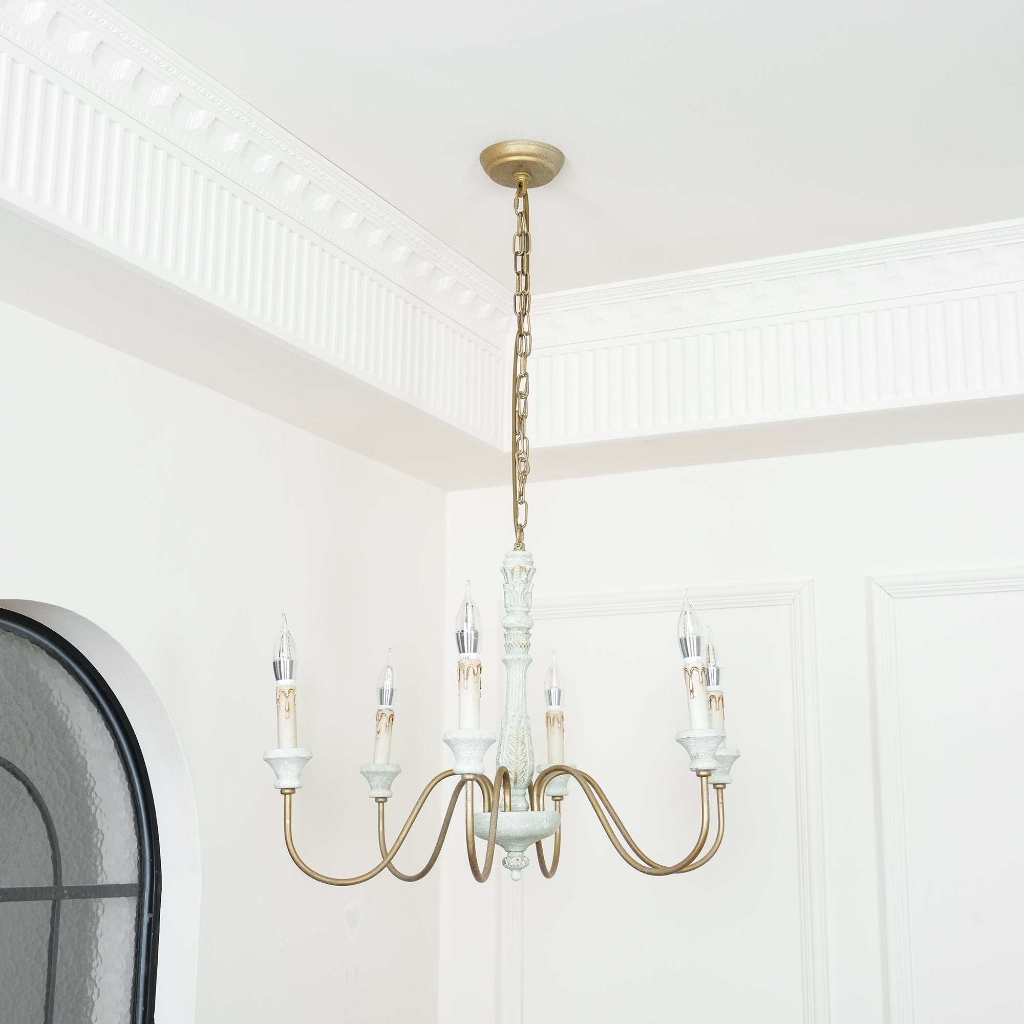 Ljomuvyi Traditional Farmhouse Metal Wood Chandelier