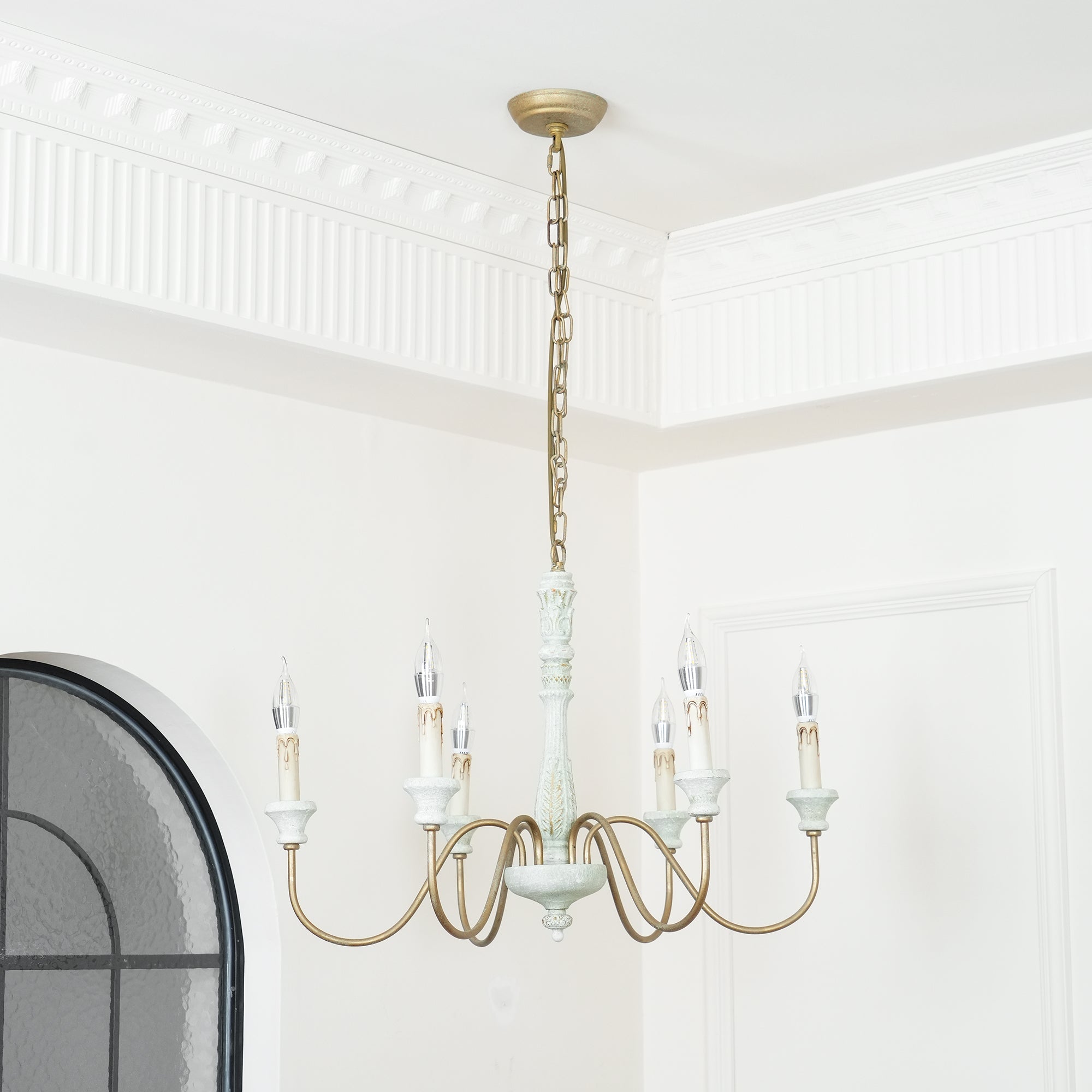 Ljomuvyi Traditional Farmhouse Metal Wood Chandelier
