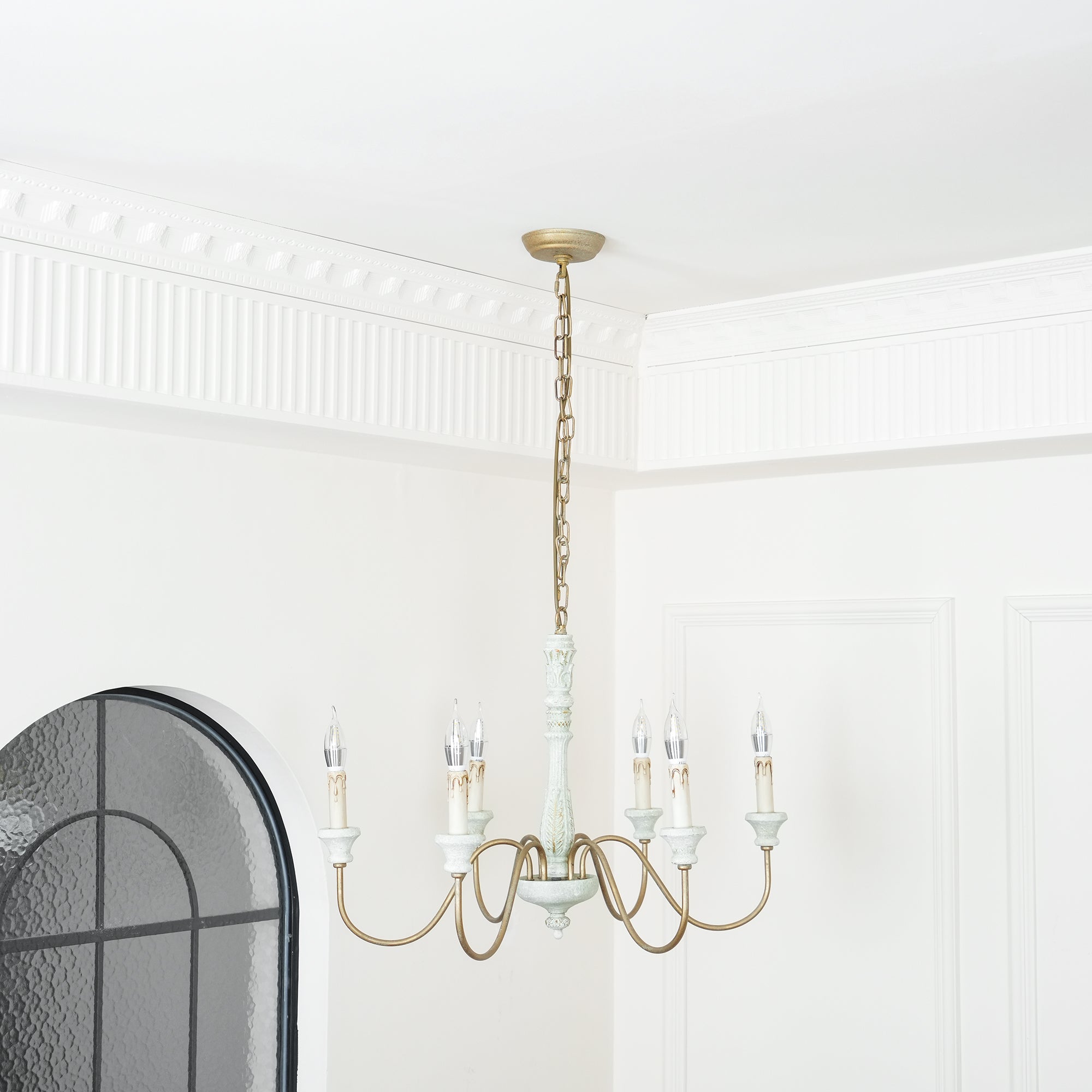 Ljomuvyi Traditional Farmhouse Metal Wood Chandelier