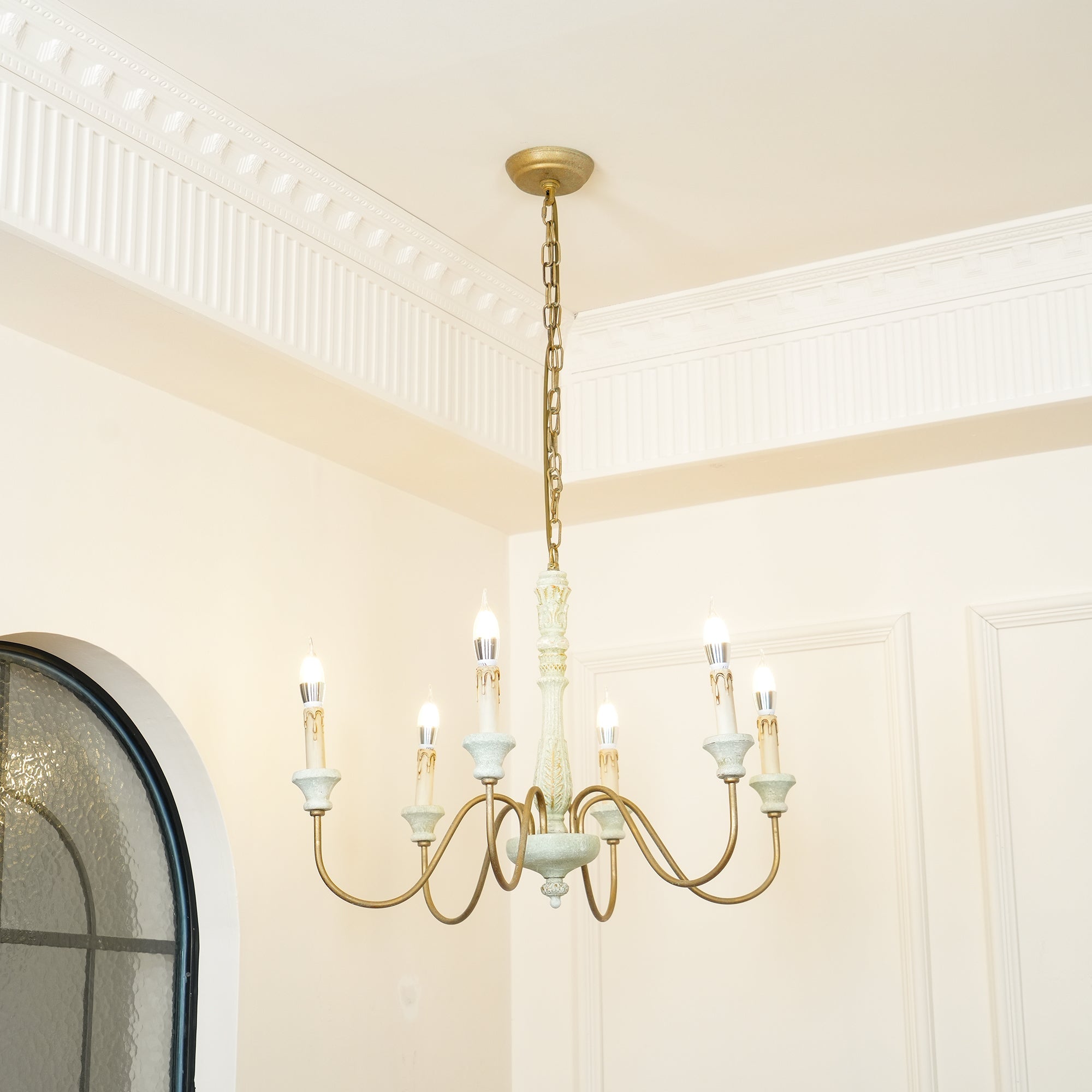 Ljomuvyi Traditional Farmhouse Metal Wood Chandelier