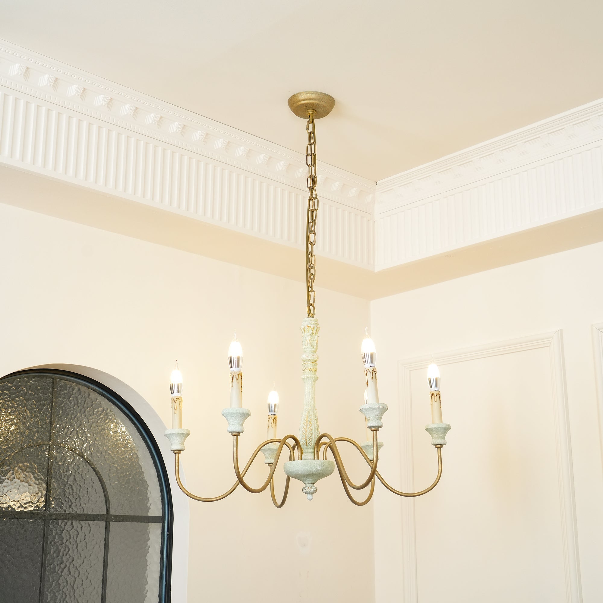 Ljomuvyi Traditional Farmhouse Metal Wood Chandelier