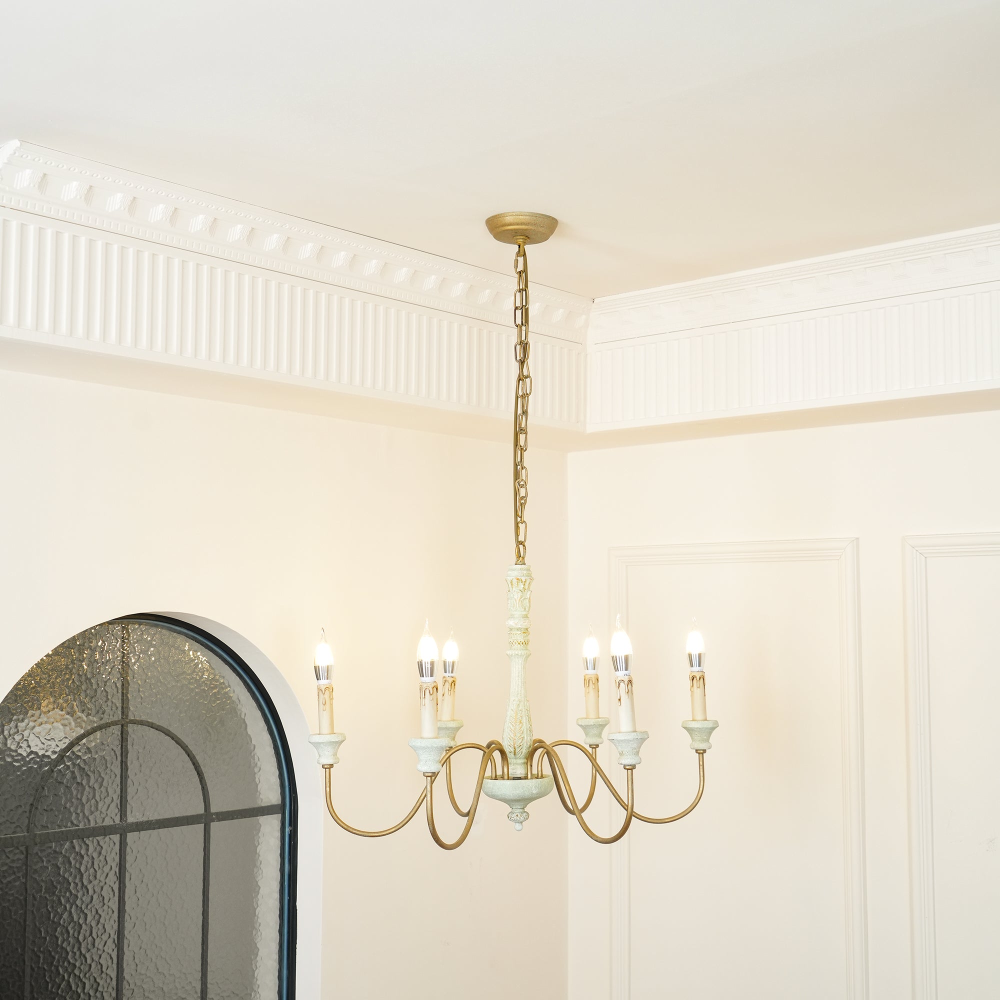 Ljomuvyi Traditional Farmhouse Metal Wood Chandelier