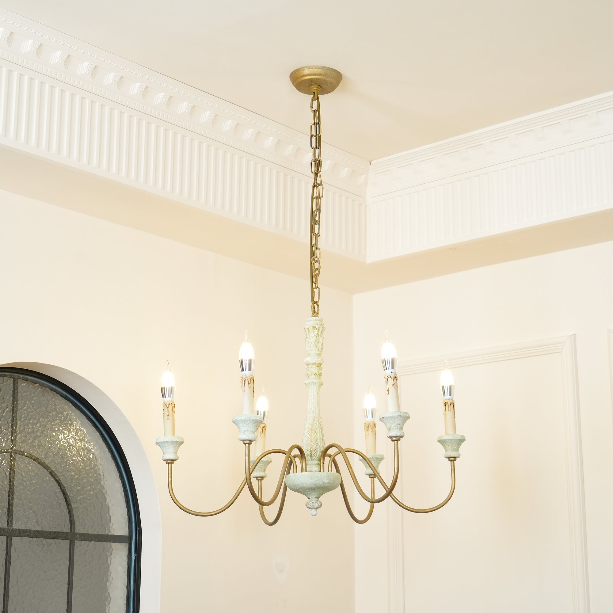 Ljomuvyi Traditional Farmhouse Metal Wood Chandelier