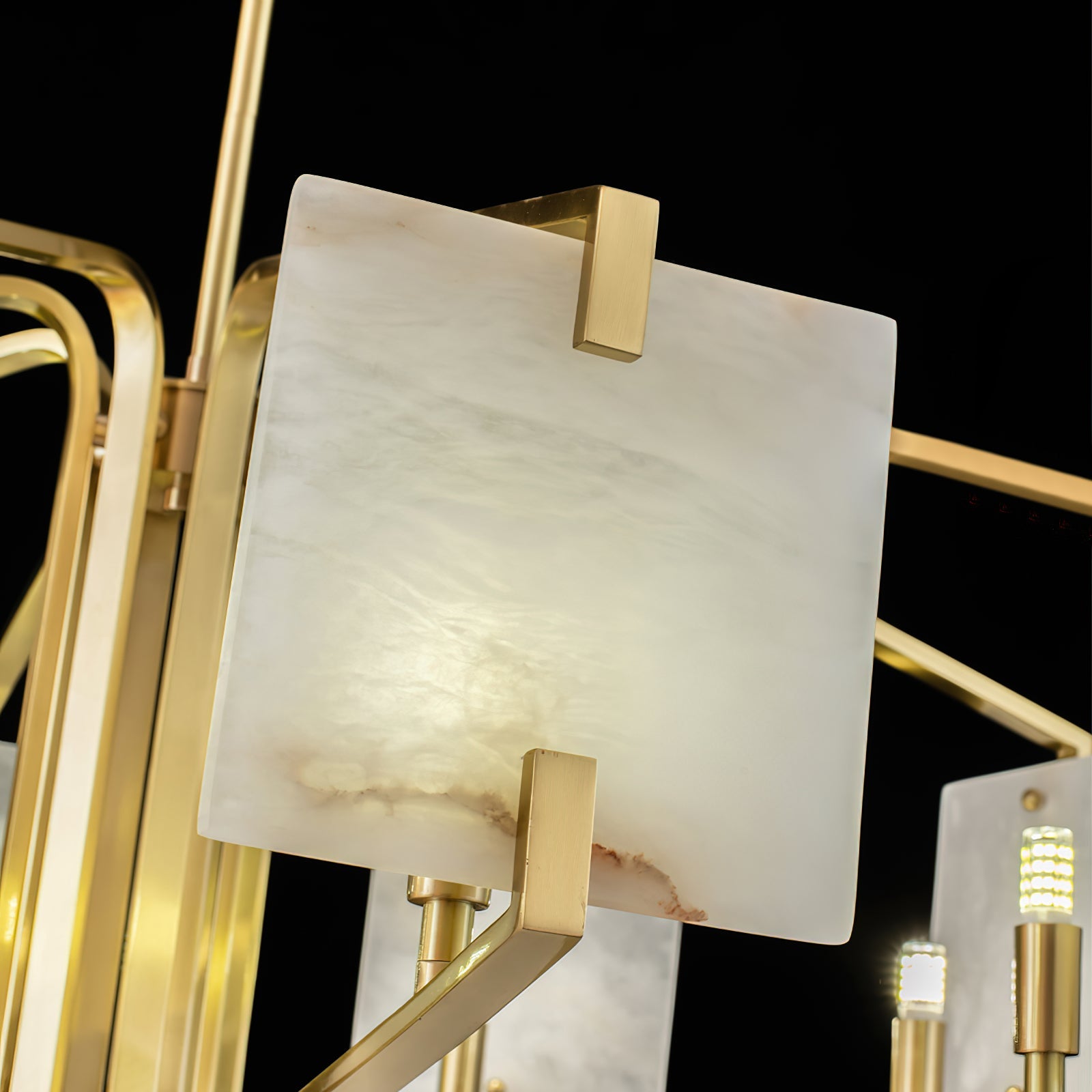 Plotuvys Postmodern Luxury Brass Alabaster Chandelier