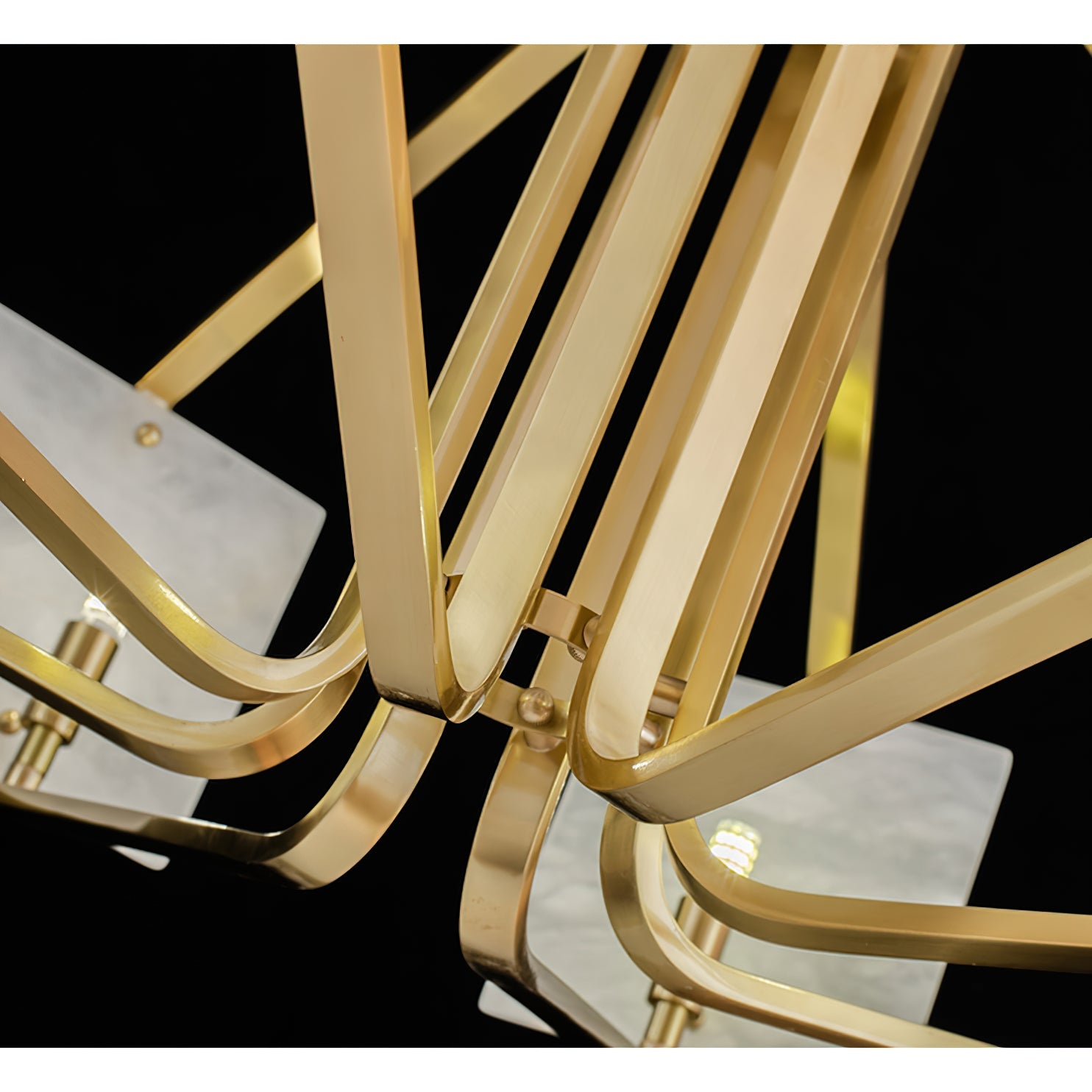 Plotuvys Postmodern Luxury Brass Alabaster Chandelier