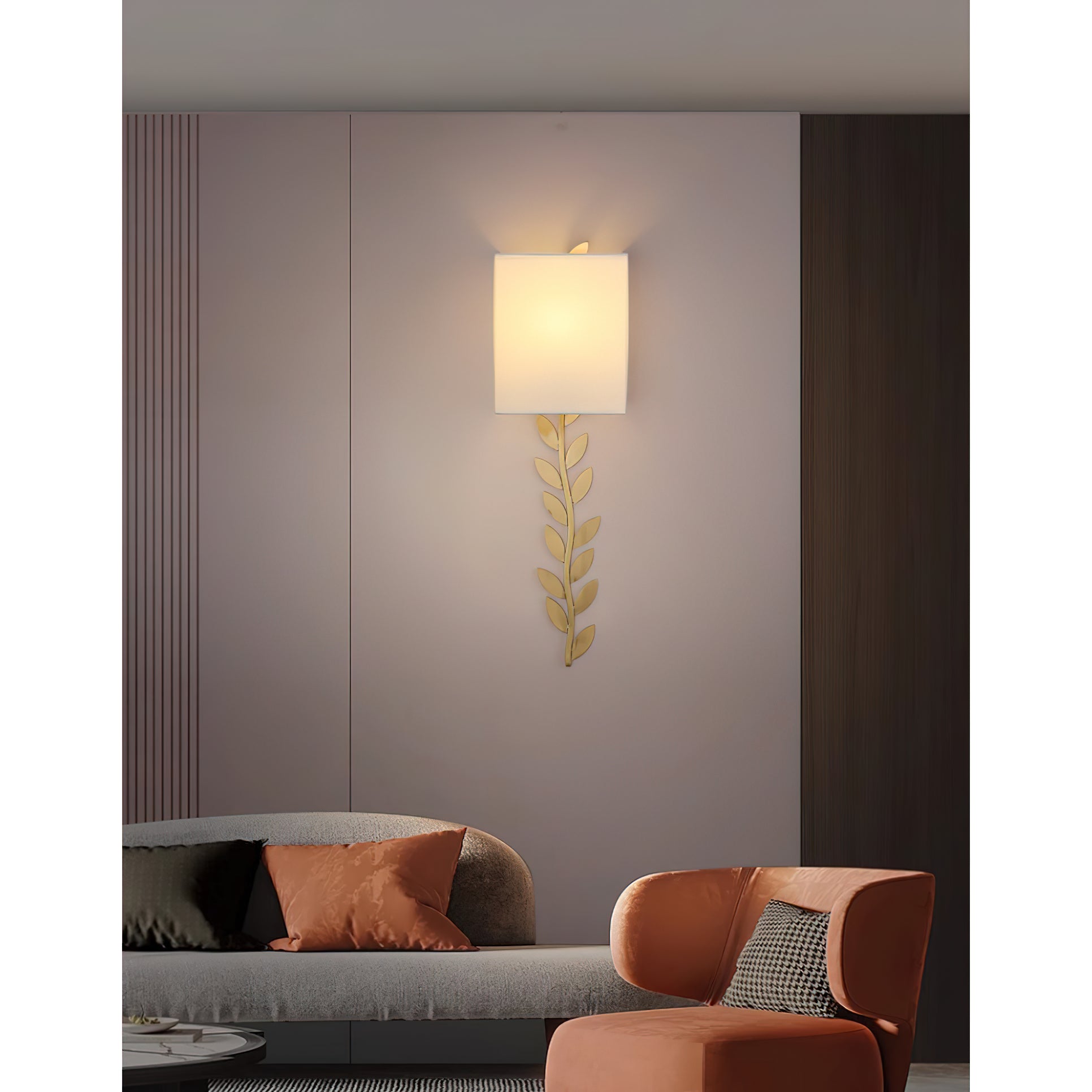 Plotuvyo Modern Minimalist Grove Brass Fabric Metal Wall Lamp