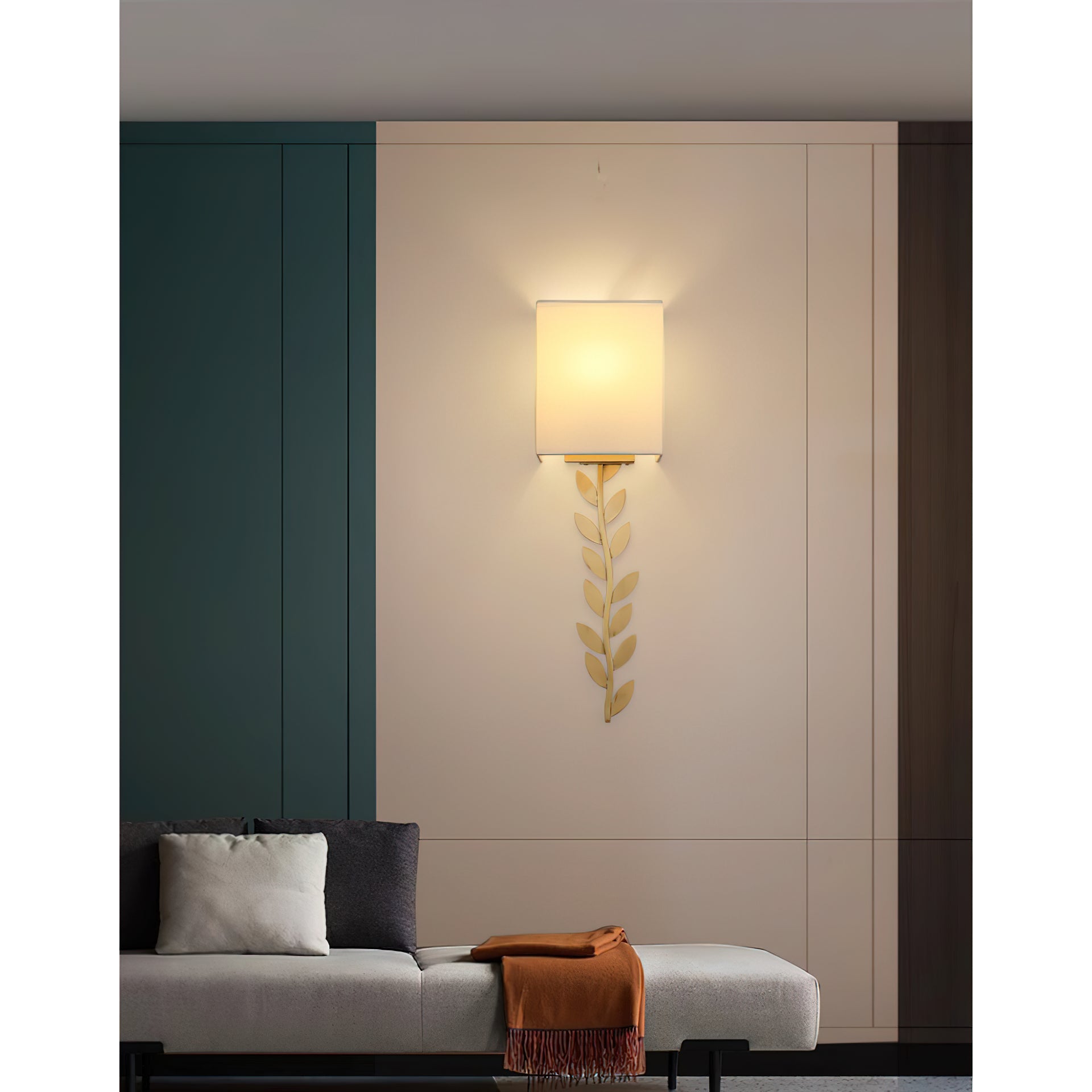 Plotuvyo Modern Minimalist Grove Brass Fabric Metal Wall Lamp