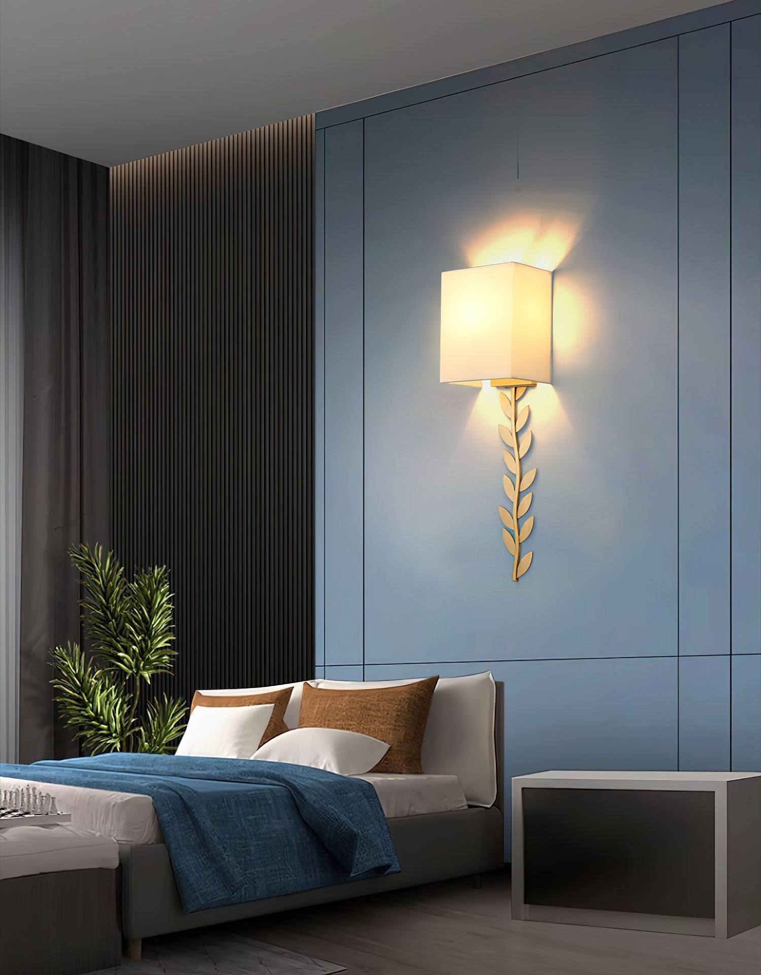 Plotuvyo Modern Minimalist Grove Brass Fabric Metal Wall Lamp