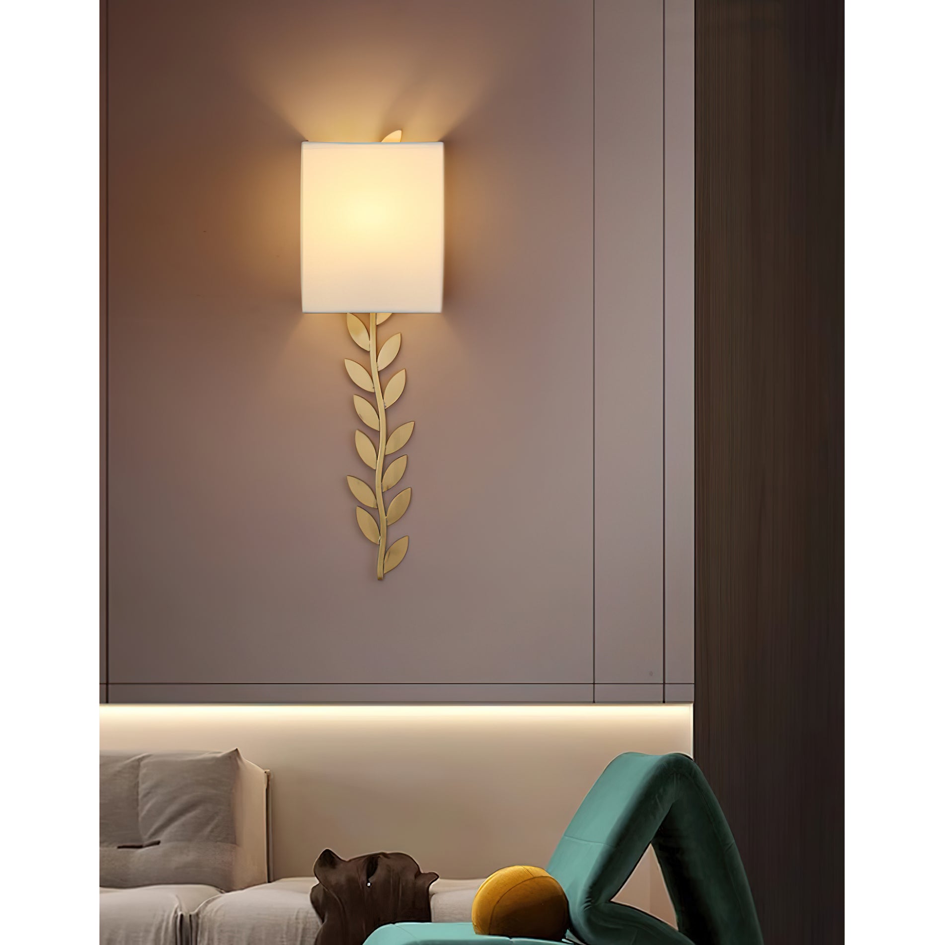 Plotuvyo Modern Minimalist Grove Brass Fabric Metal Wall Lamp