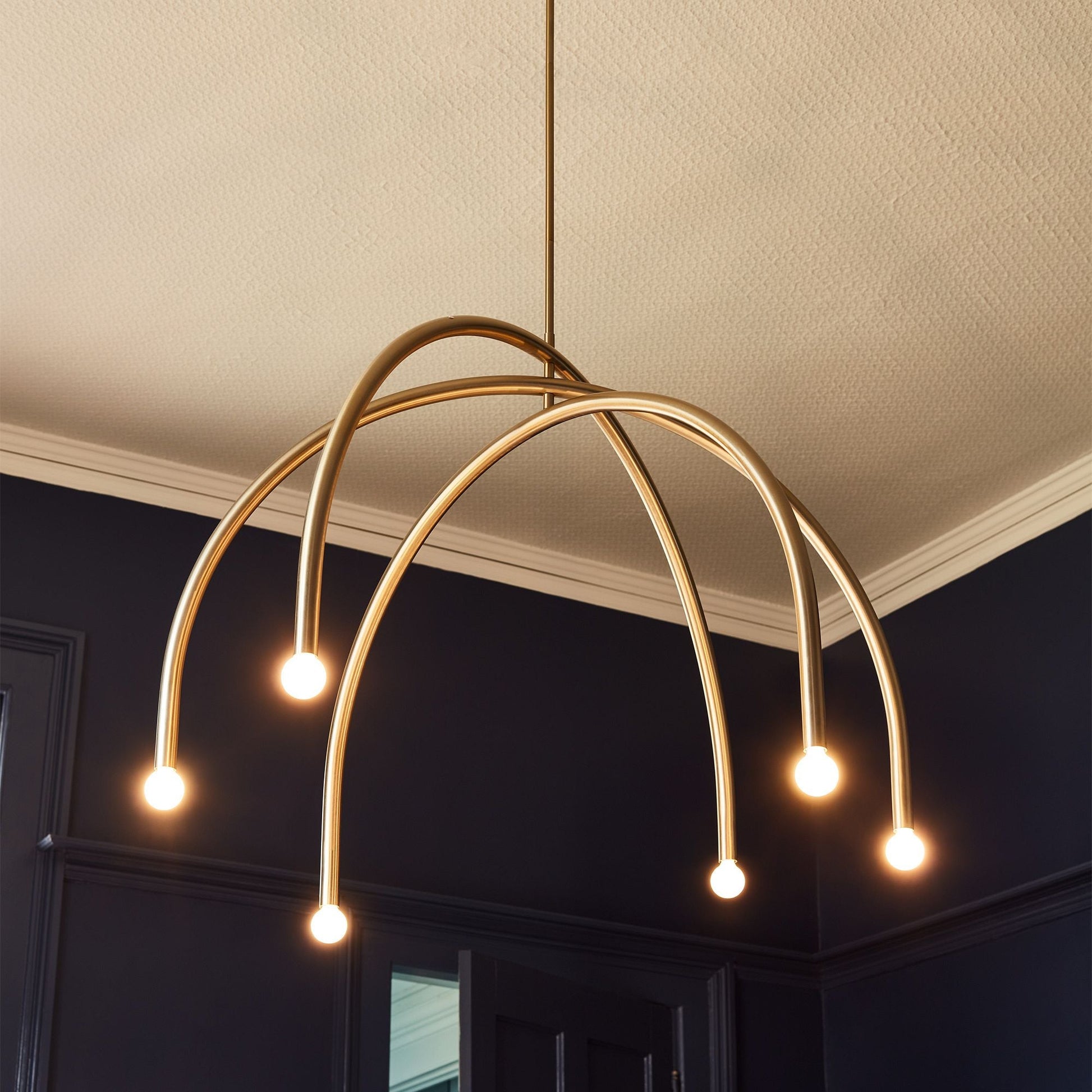 Hadden Modern Minimalist Brass Metal Chandelier - Lamp Copper
