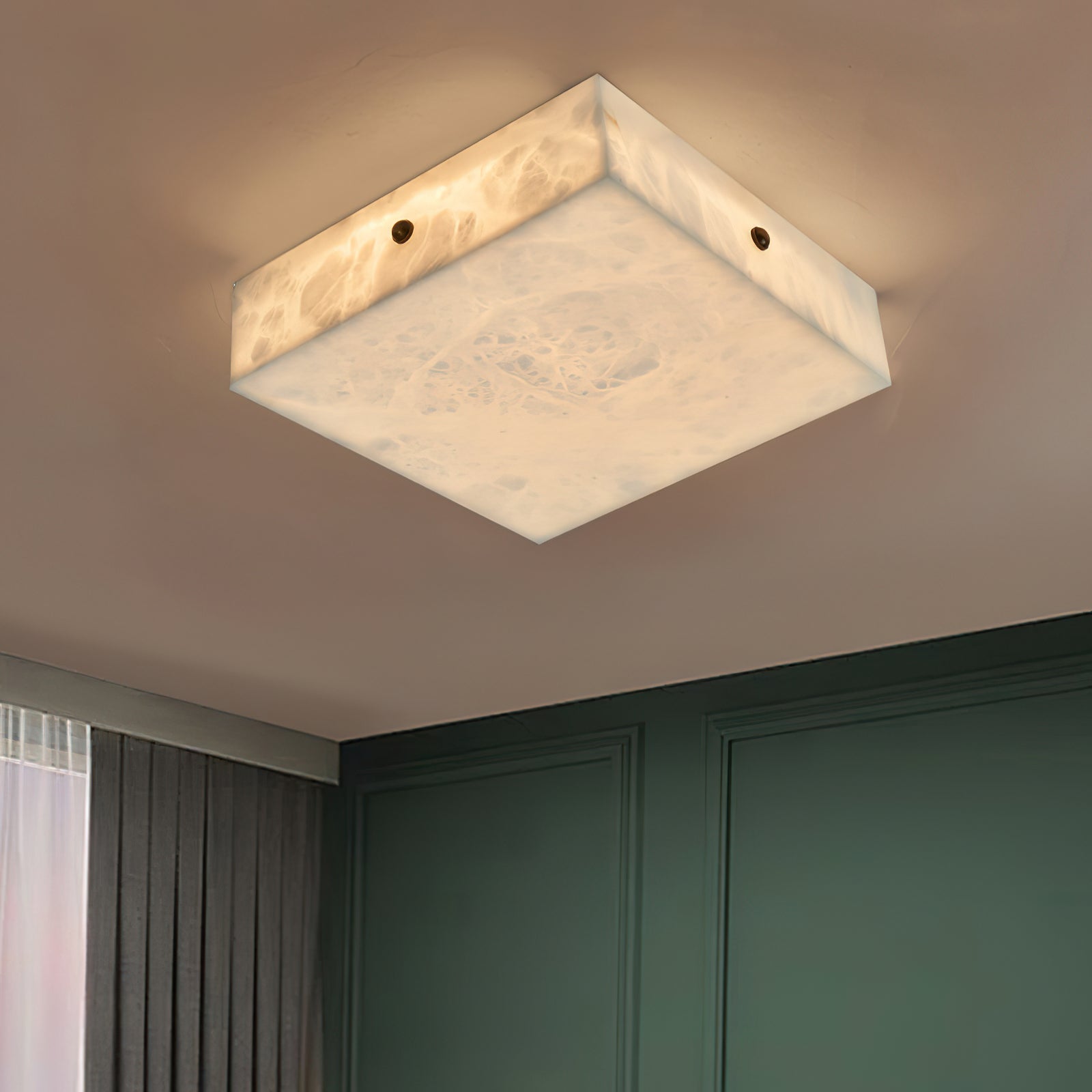 Rauduvys Modern Minimalist Alabaster Flushmount Ceiling Light