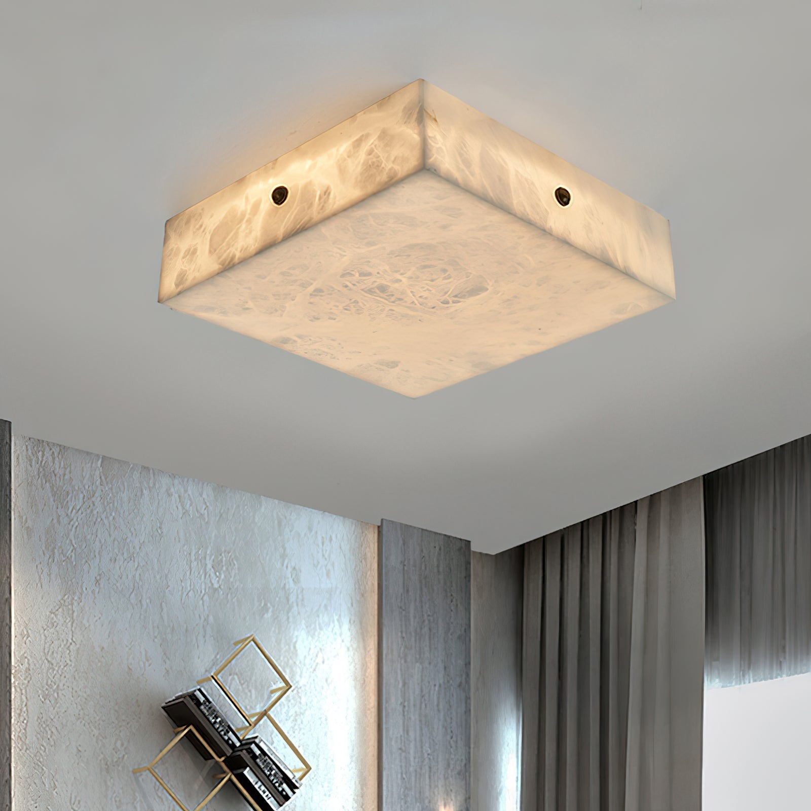 Rauduvys Modern Minimalist Alabaster Flushmount Ceiling Light