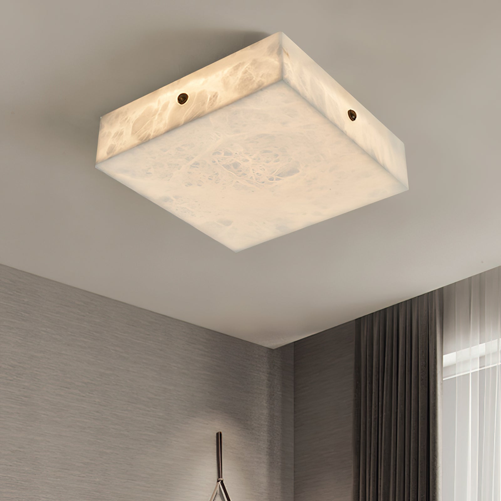 Rauduvys Modern Minimalist Alabaster Flushmount Ceiling Light