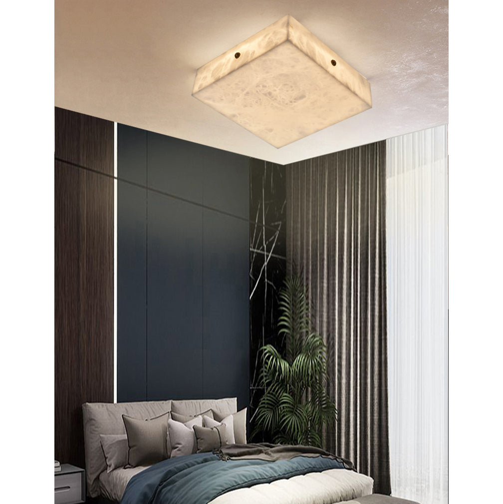 Rauduvys Modern Minimalist Alabaster Flushmount Ceiling Light