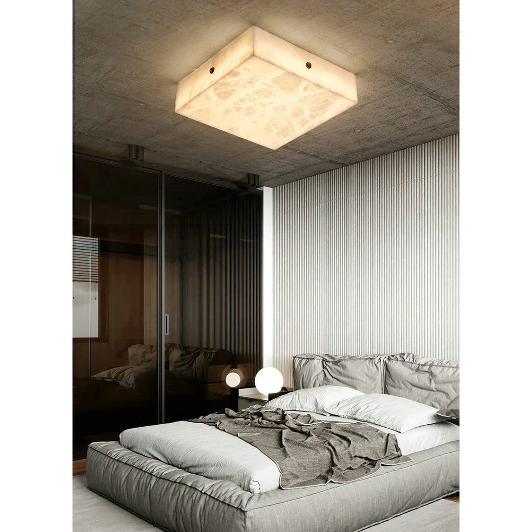 Rauduvys Modern Minimalist Alabaster Flushmount Ceiling Light
