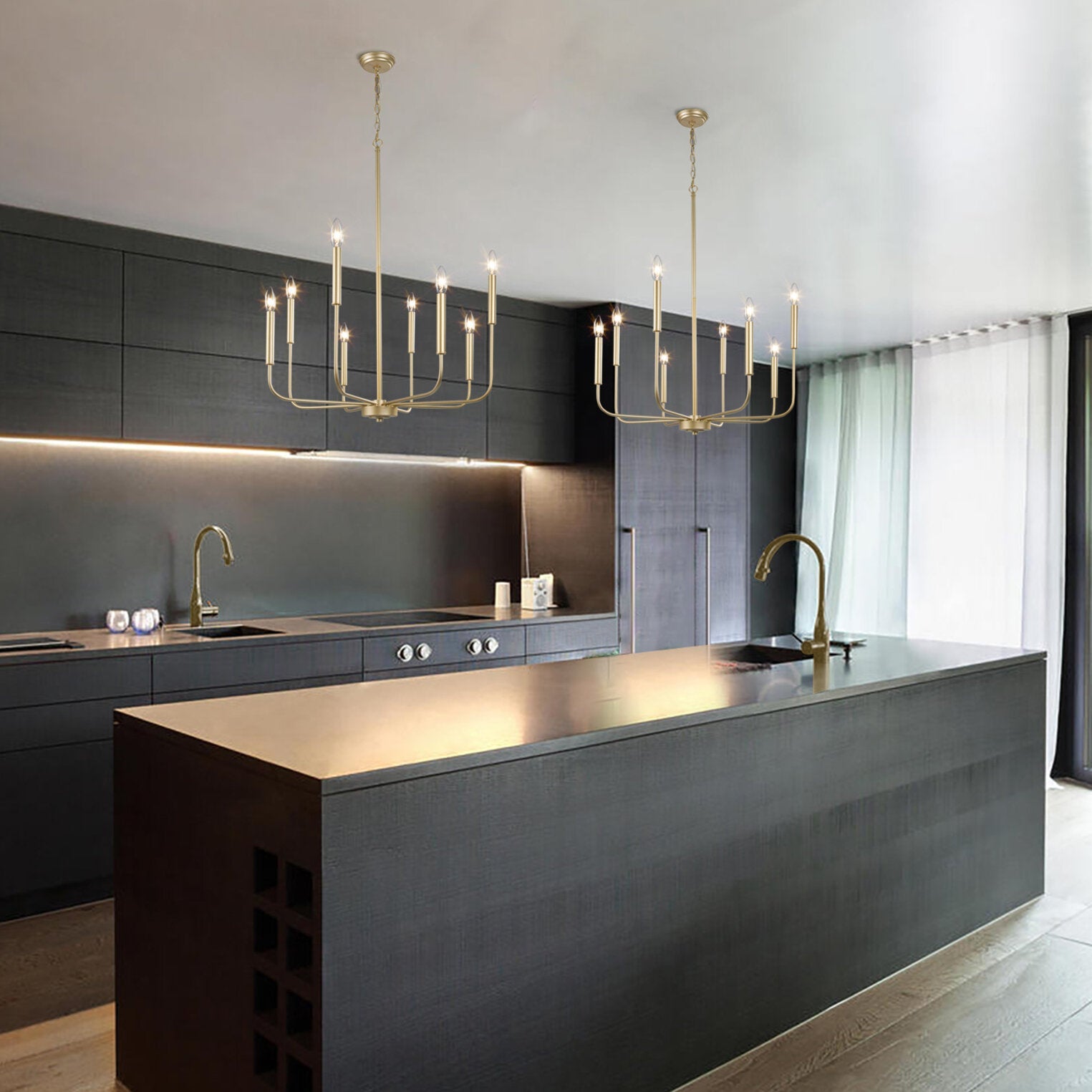 Ulfuvys Modern Candle Industrial Metal Chandelier