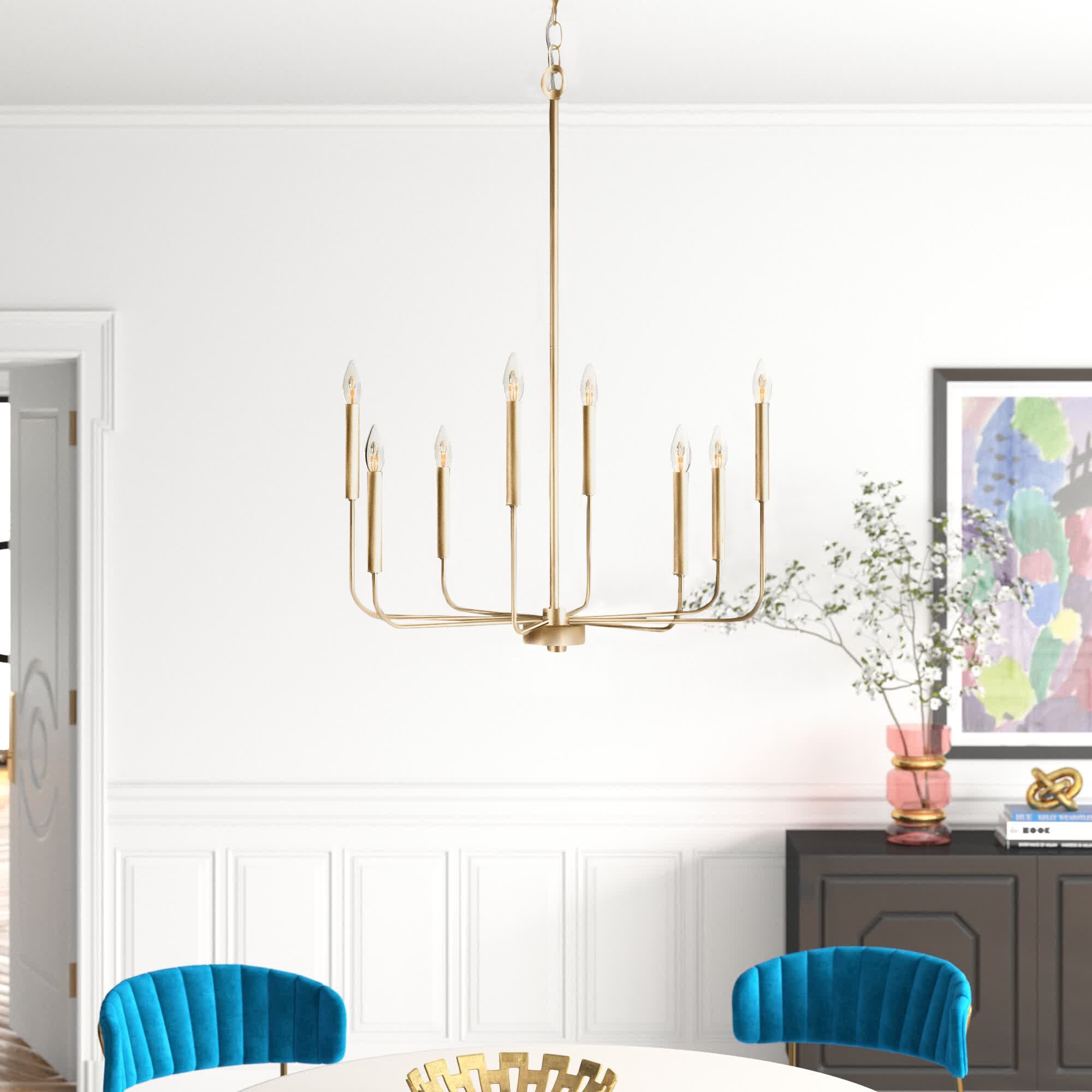 Ulfuvys Modern Candle Industrial Metal Chandelier