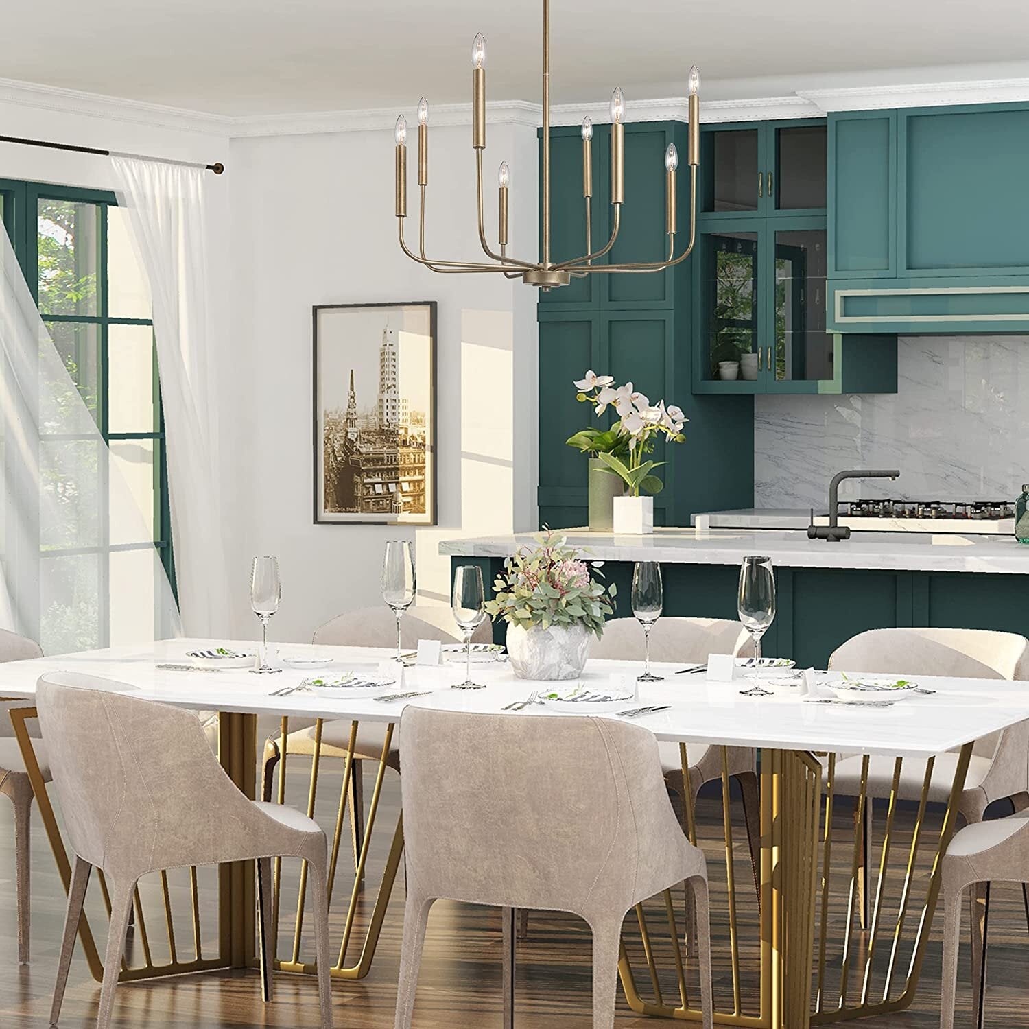 Ulfuvys Modern Candle Industrial Metal Chandelier