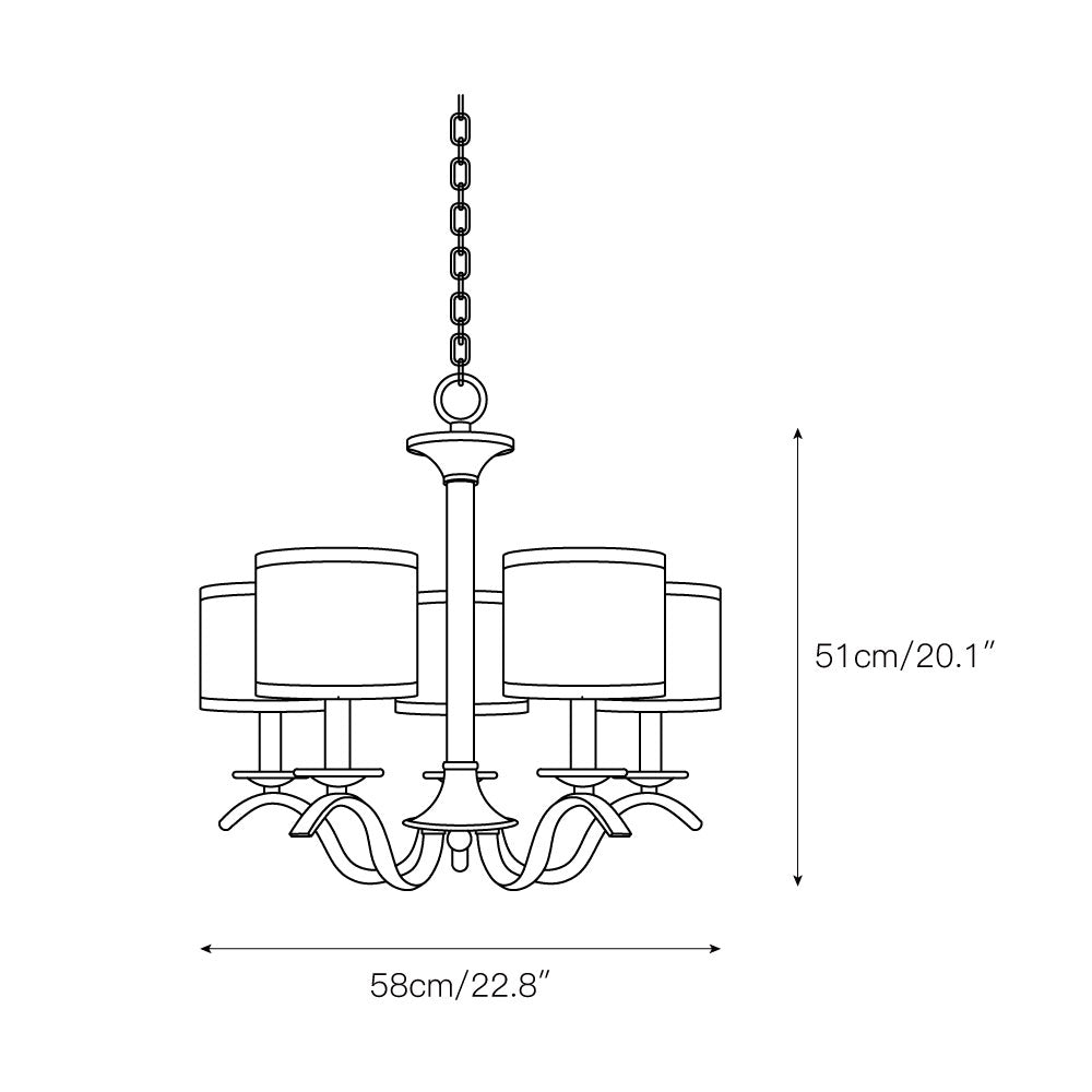 Vatnuvys Traditional Premium Brass Fabric Metal Chandelier