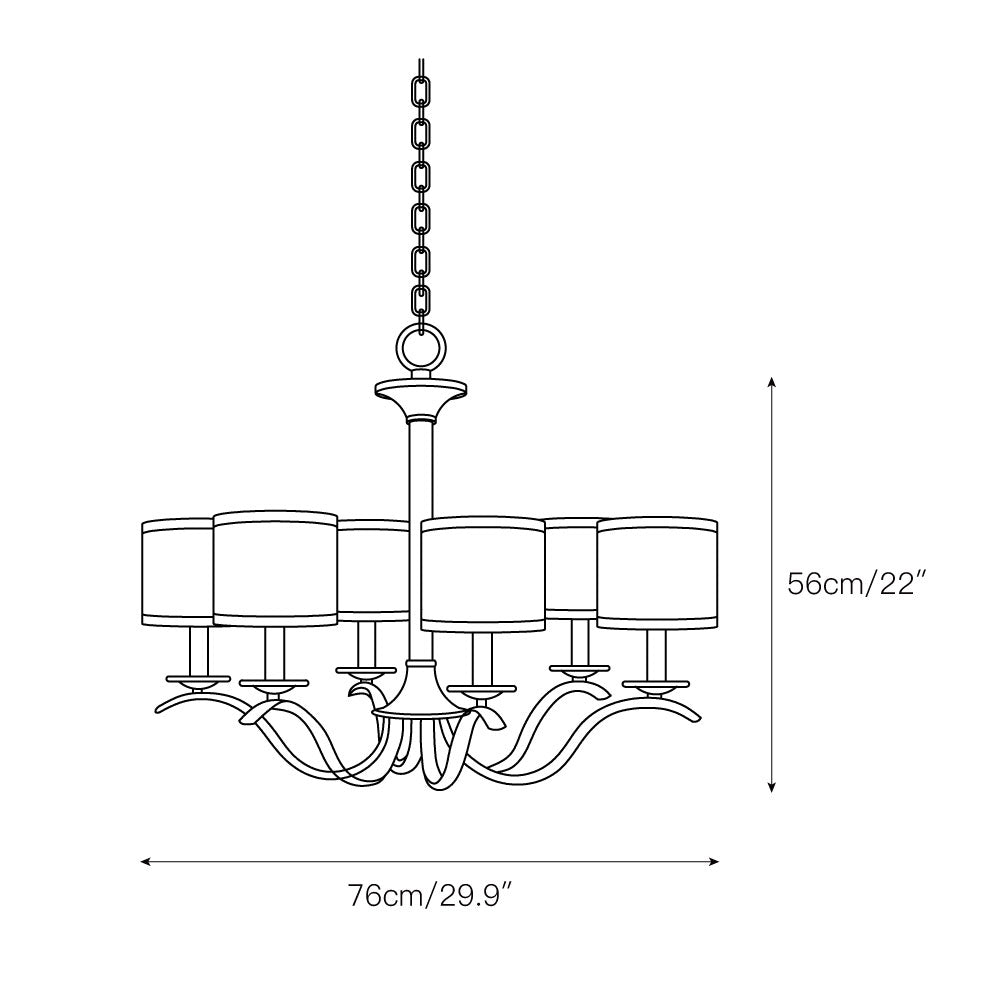 Vatnuvys Traditional Premium Brass Fabric Metal Chandelier