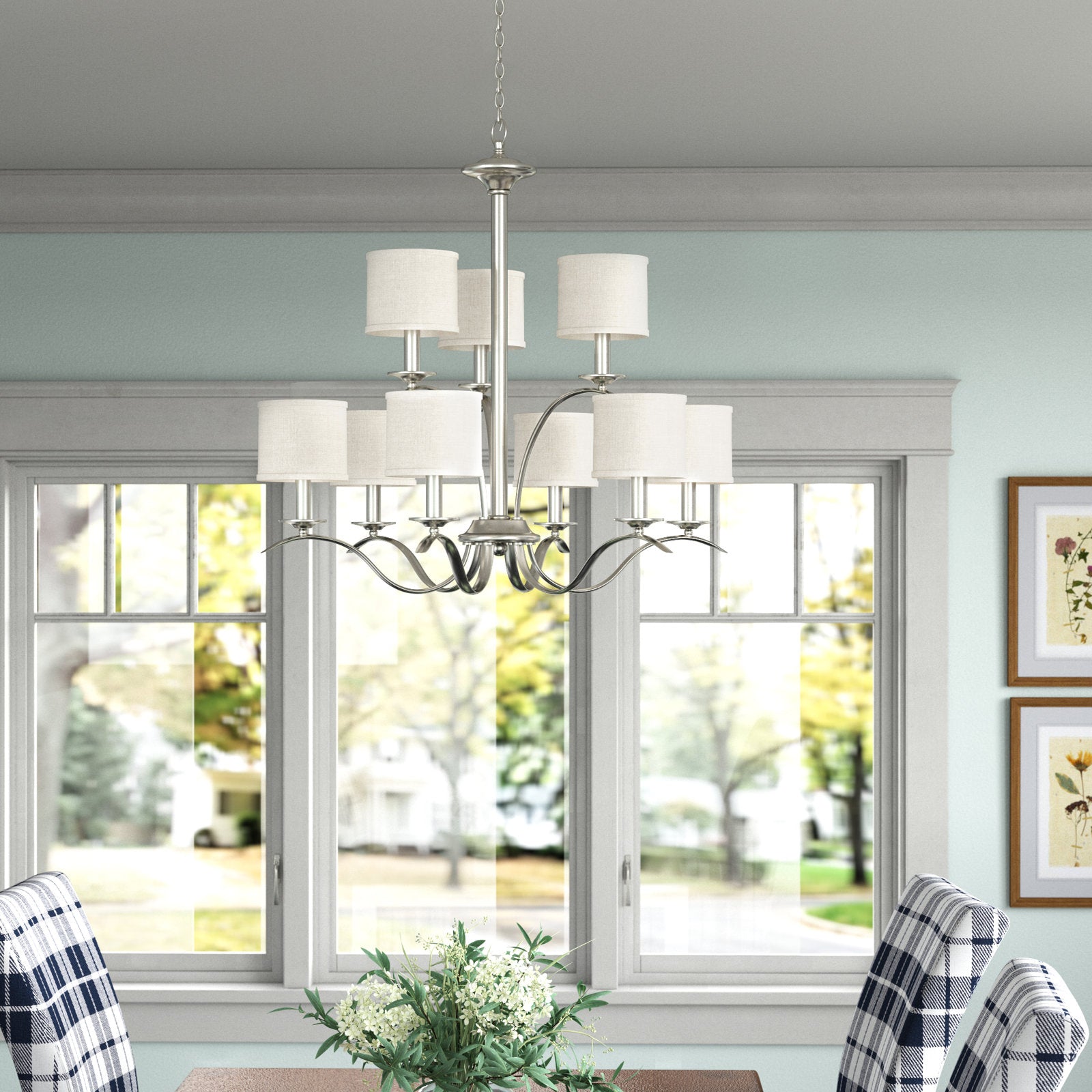 Vatnuvys Traditional Premium Brass Fabric Metal Chandelier