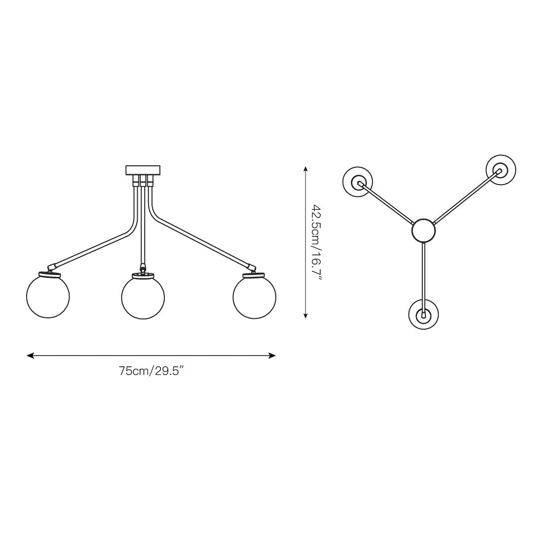 Vatnuvyo Modern Minimalist Brass Metal Glass Ceiling Lamp
