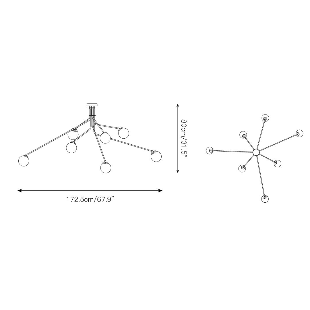 Vatnuvyo Modern Minimalist Brass Metal Glass Ceiling Lamp