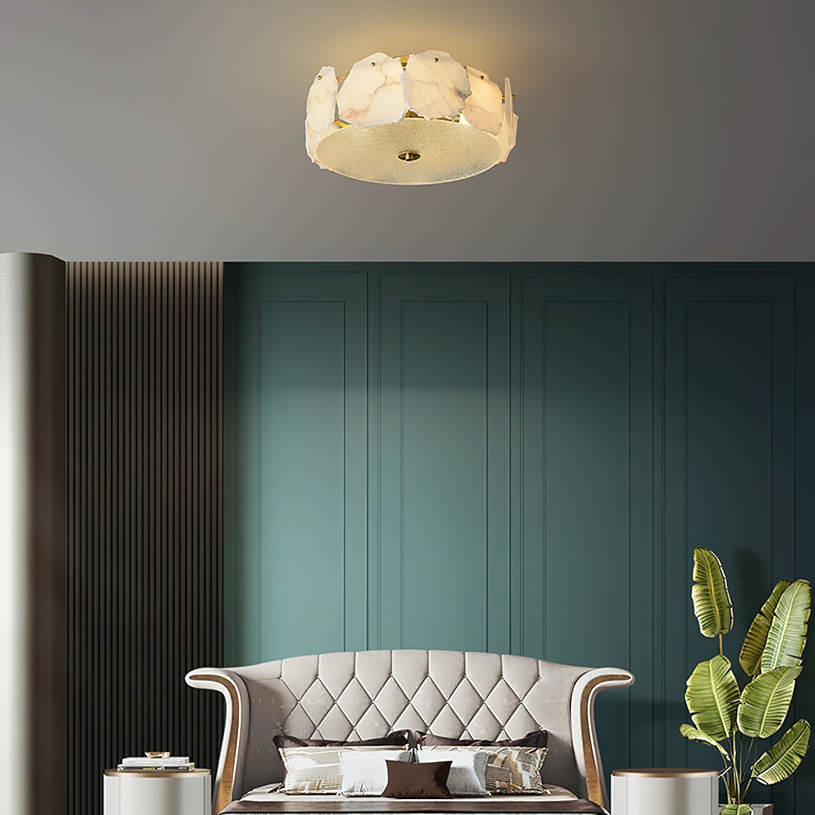 Zoruvys Sophisticated Disc Flat Alabaster Glass Ceiling Light