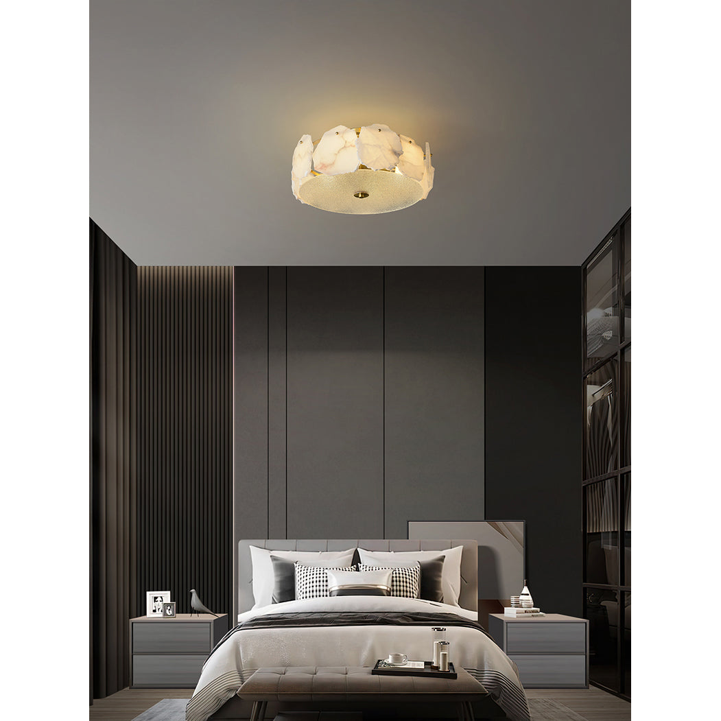 Zoruvys Sophisticated Disc Flat Alabaster Glass Ceiling Light