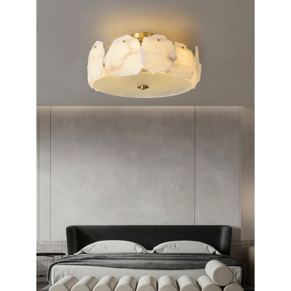 Zoruvys Sophisticated Disc Flat Alabaster Glass Ceiling Light