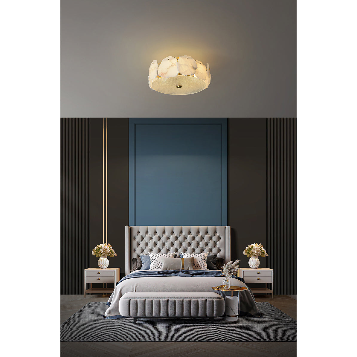 Zoruvys Sophisticated Disc Flat Alabaster Glass Ceiling Light