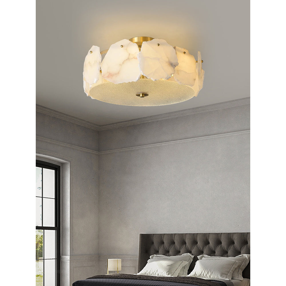 Zoruvys Sophisticated Disc Flat Alabaster Glass Ceiling Light