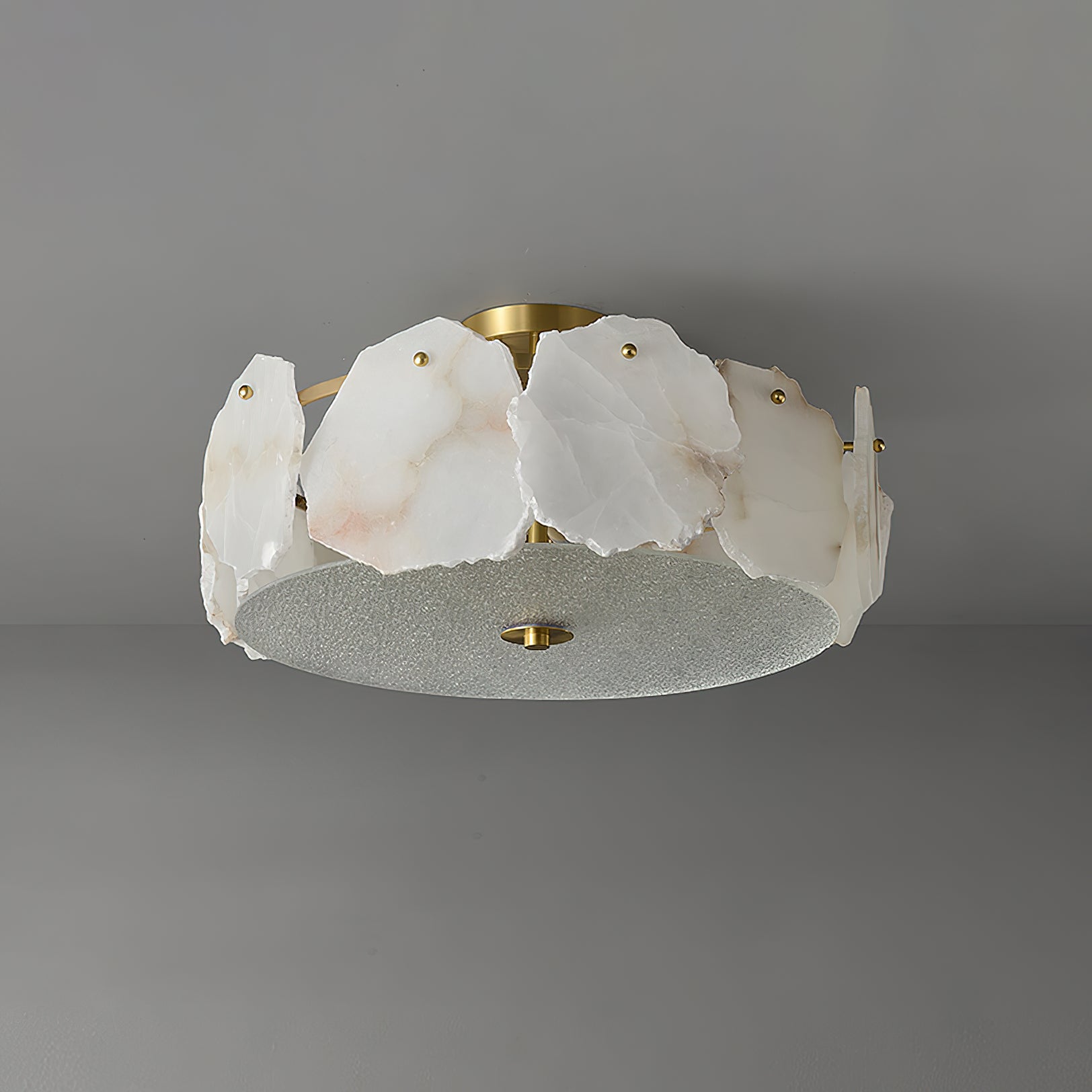 Zoruvys Sophisticated Disc Flat Alabaster Glass Ceiling Light