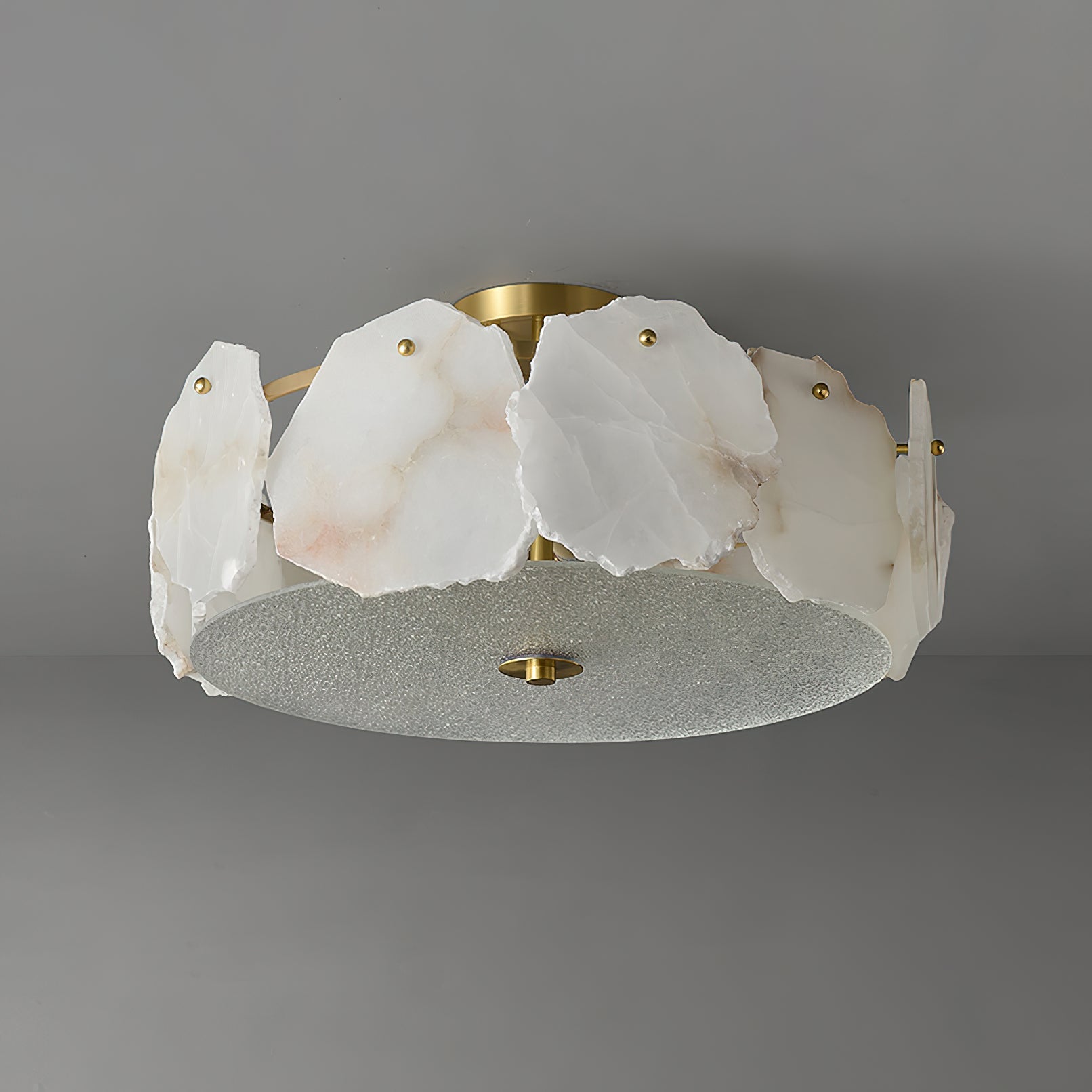 Zoruvys Sophisticated Disc Flat Alabaster Glass Ceiling Light