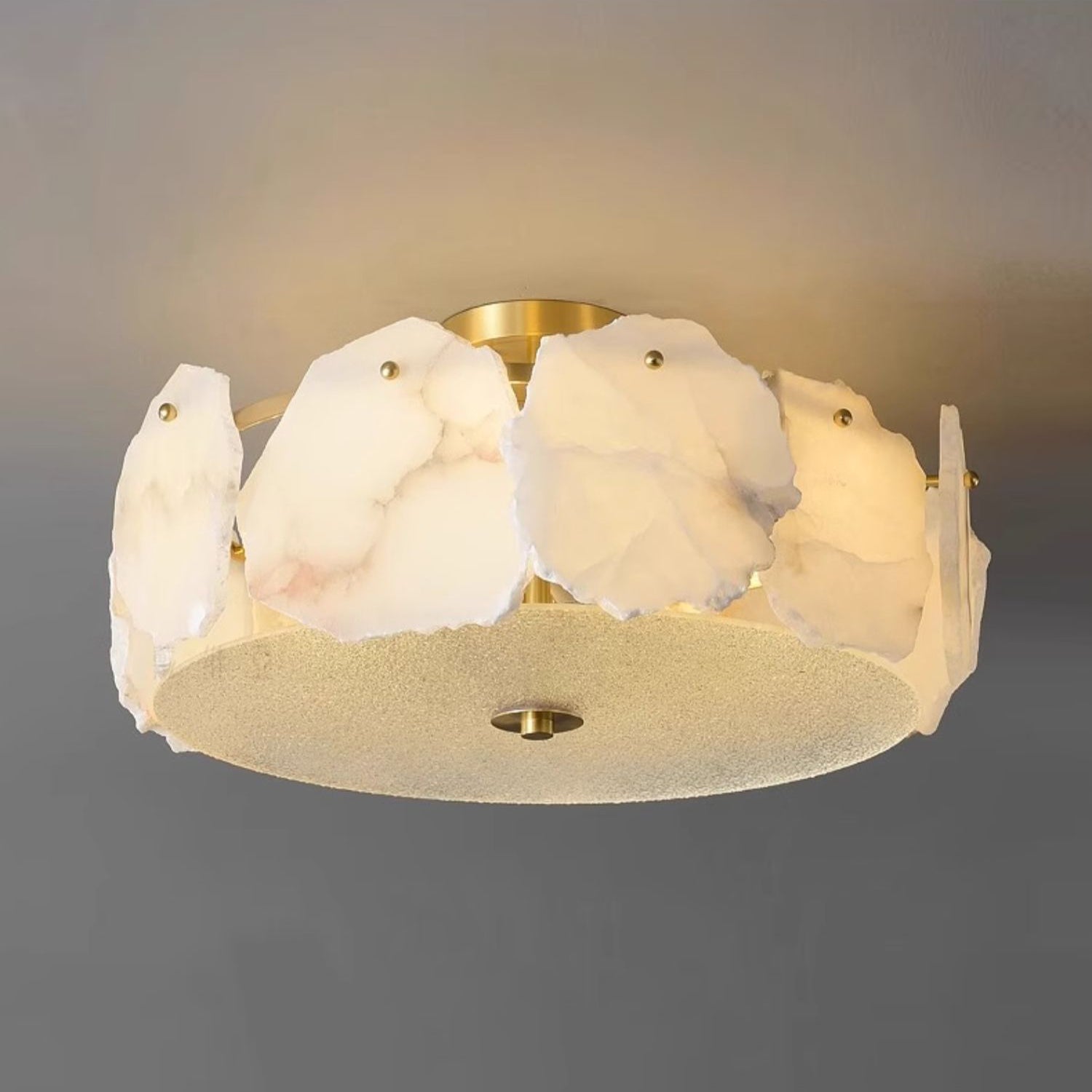 Zoruvys Sophisticated Disc Flat Alabaster Glass Ceiling Light