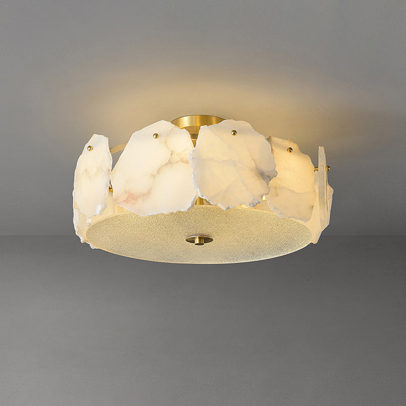 Zoruvys Sophisticated Disc Flat Alabaster Glass Ceiling Light