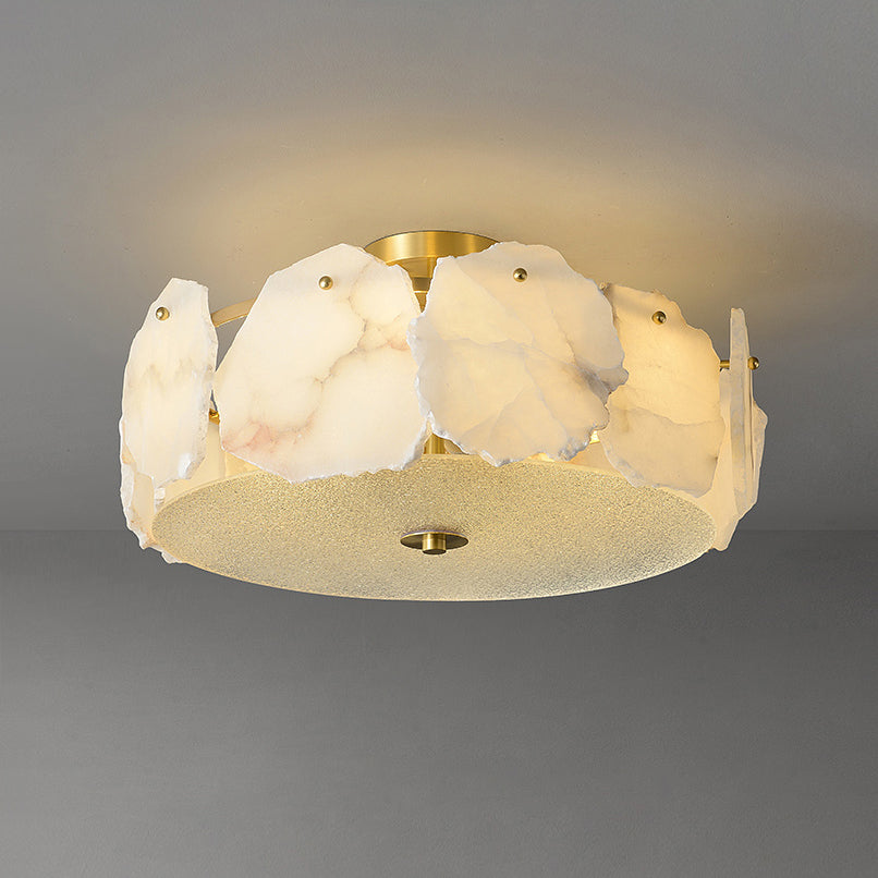 Zoruvys Sophisticated Disc Flat Alabaster Glass Ceiling Light