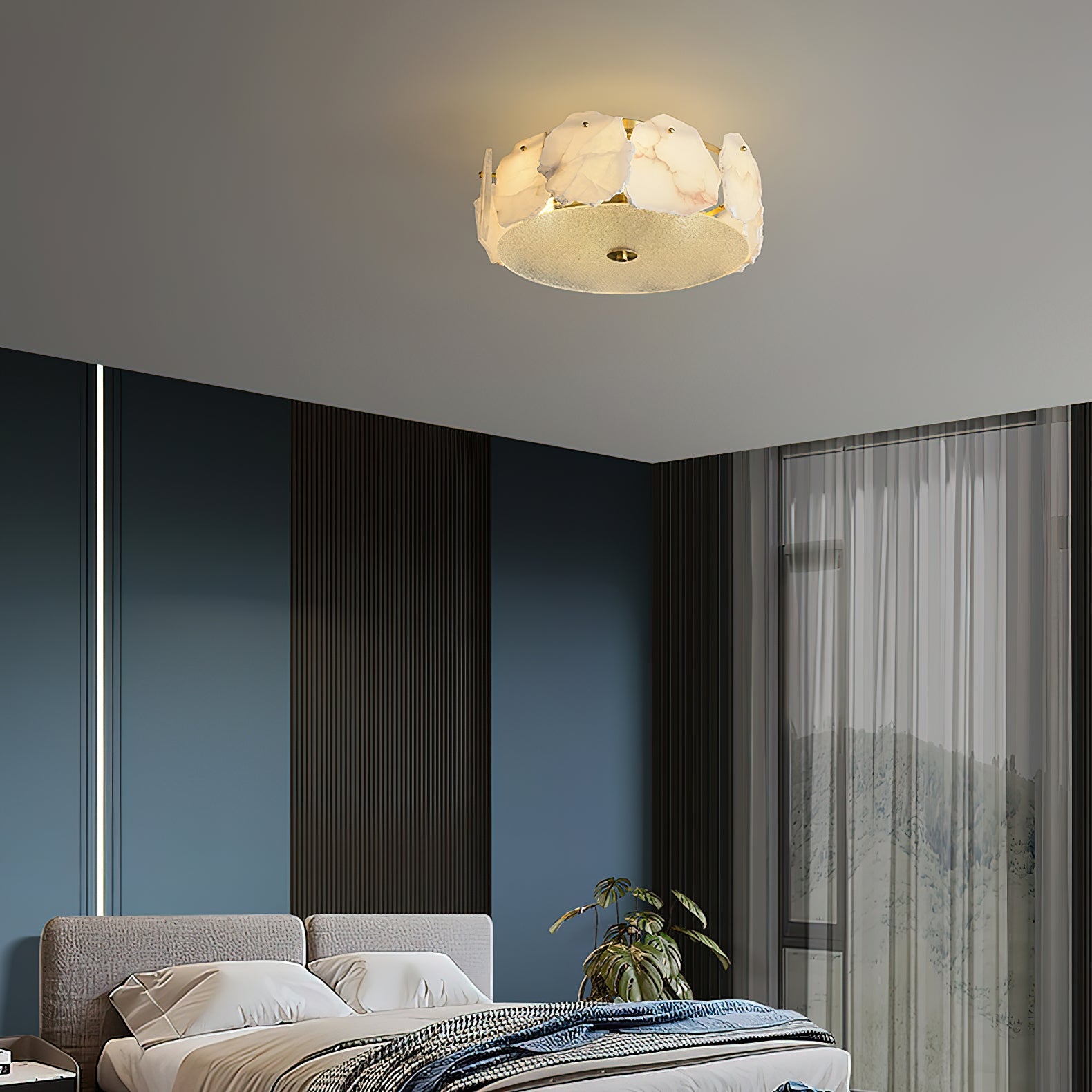 Zoruvys Sophisticated Disc Flat Alabaster Glass Ceiling Light