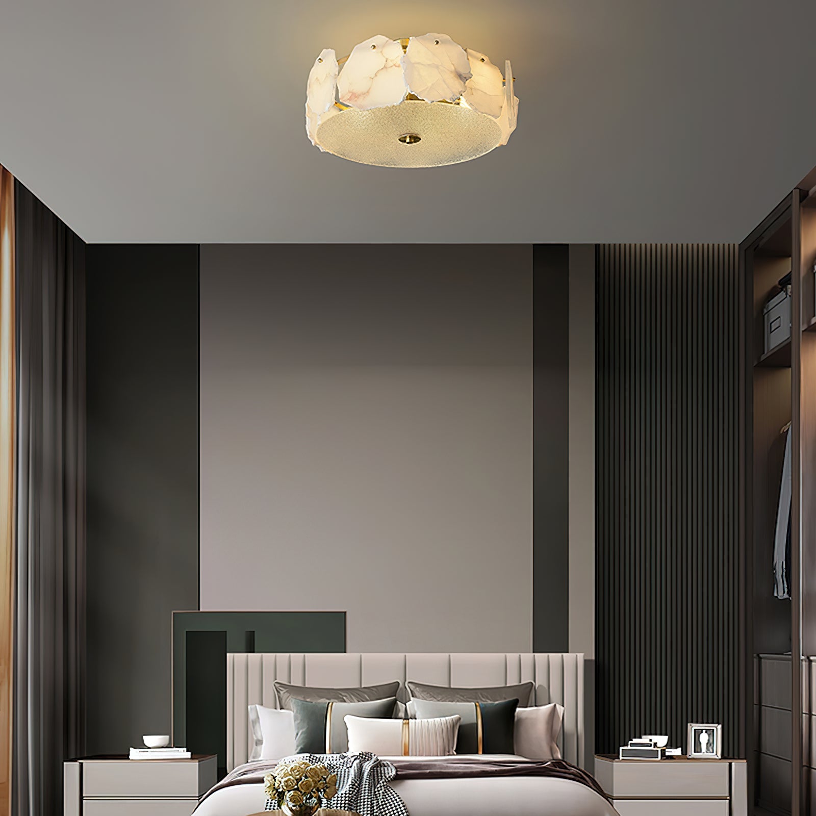 Zoruvys Sophisticated Disc Flat Alabaster Glass Ceiling Light