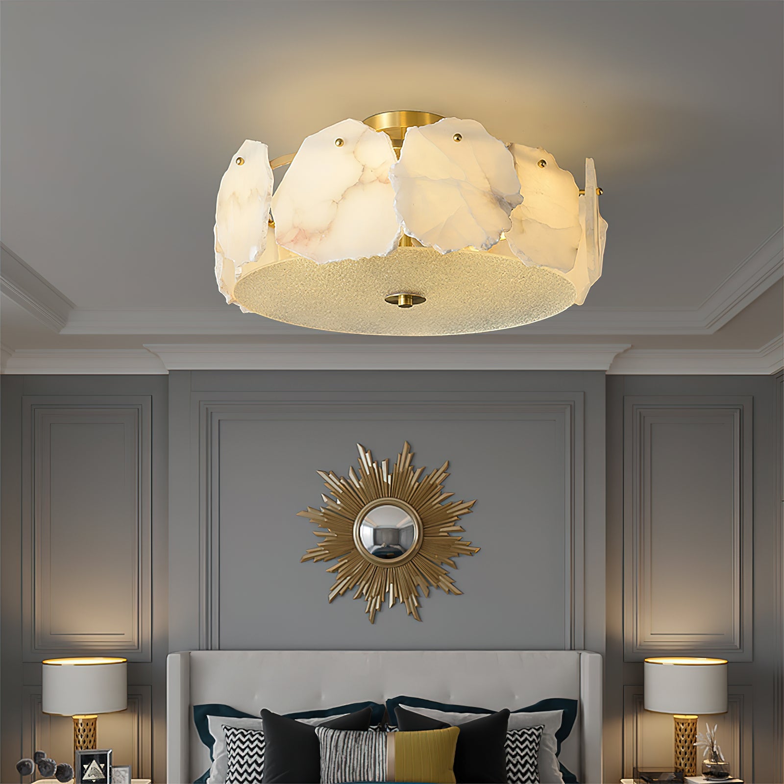 Zoruvys Sophisticated Disc Flat Alabaster Glass Ceiling Light