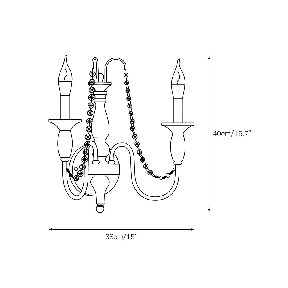 Jarnbruvys Traditional Candle Metal Crystal Wall Lamp - Lamp Copper