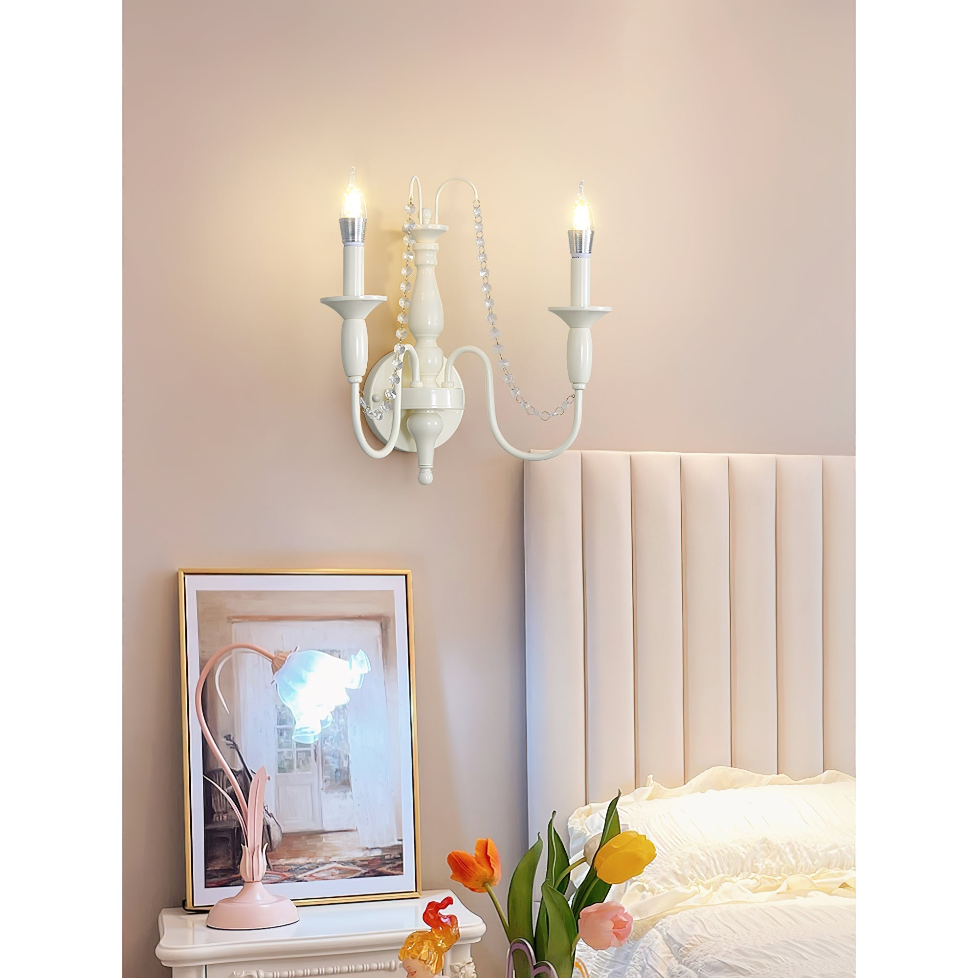 Jarnbruvys Traditional Candle Metal Crystal Wall Lamp - Lamp Copper