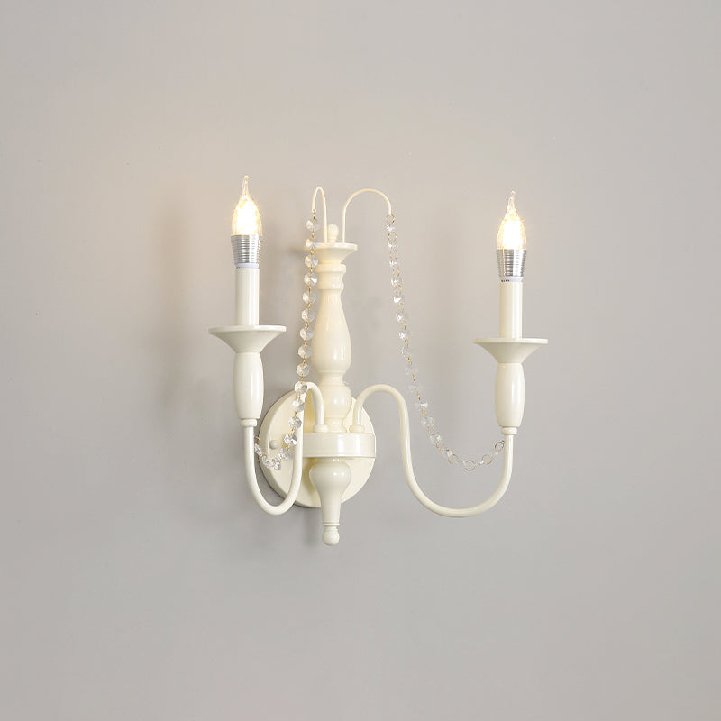 Jarnbruvys Traditional Candle Metal Crystal Wall Lamp - Lamp Copper