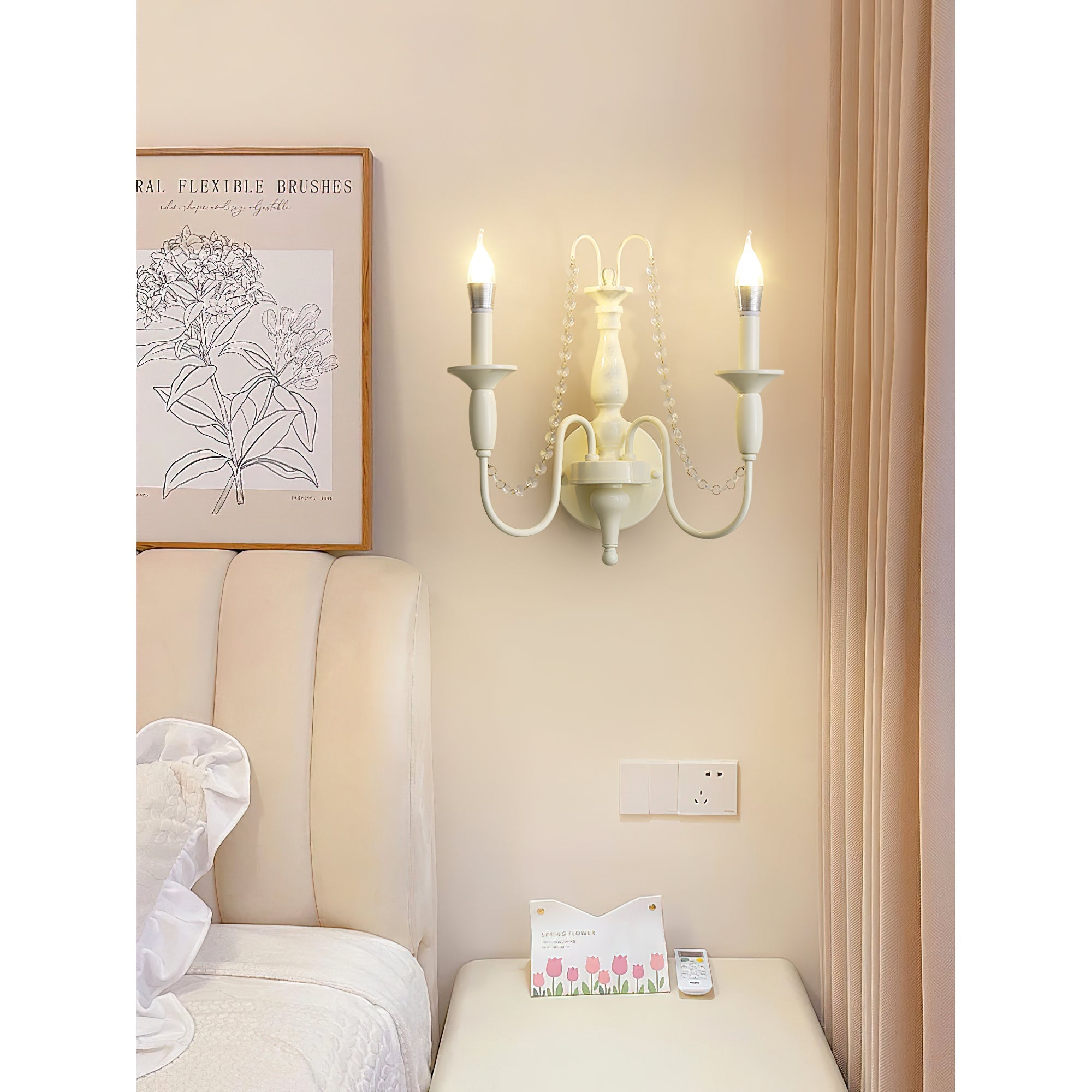Jarnbruvys Traditional Candle Metal Crystal Wall Lamp - Lamp Copper