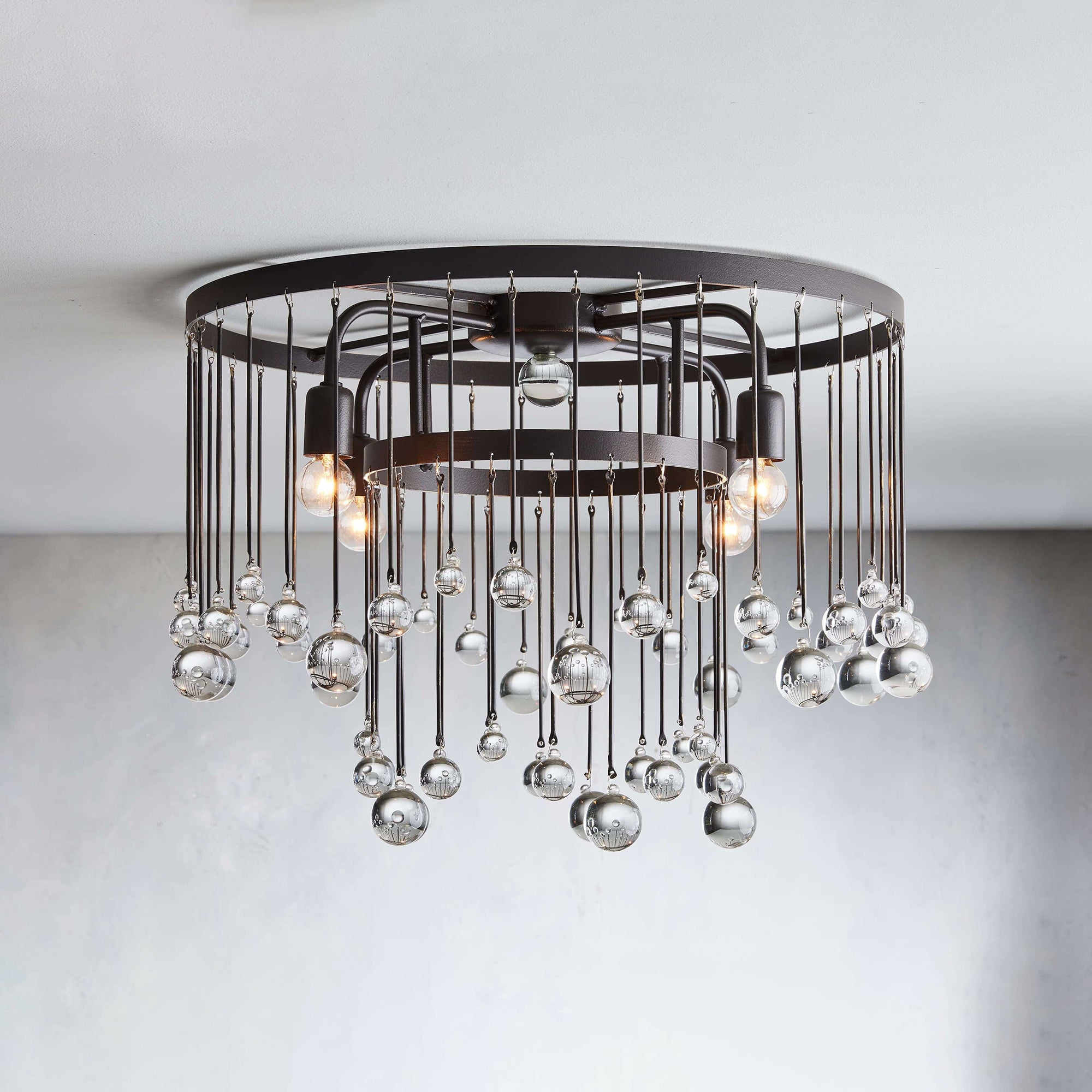 Fljotuvyo Postmodern Luxury Brass Crystal Flush Mount Ceiling Lamp